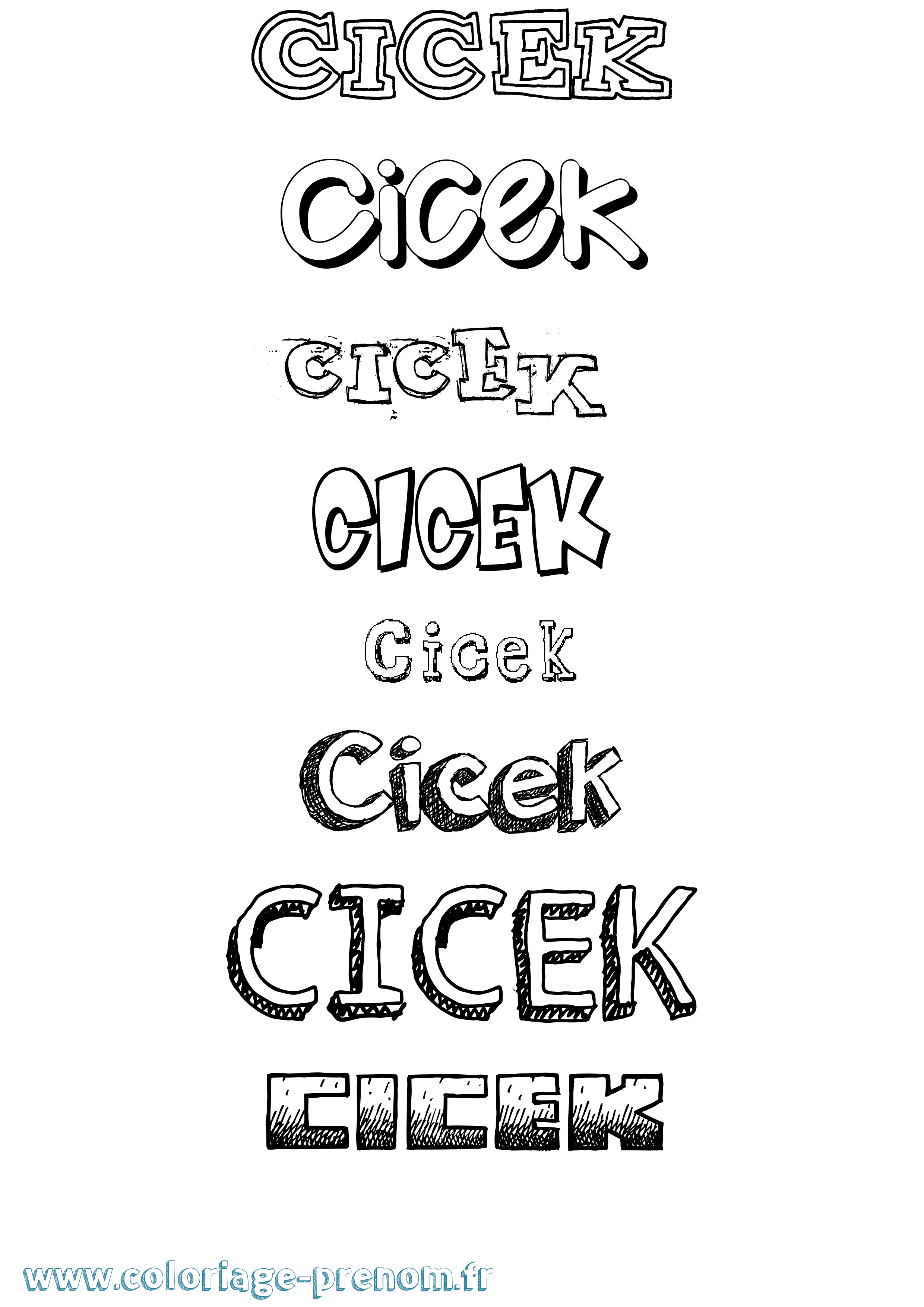 Coloriage Cicek Dessiné Coloriage prénom Cicek Dessiné