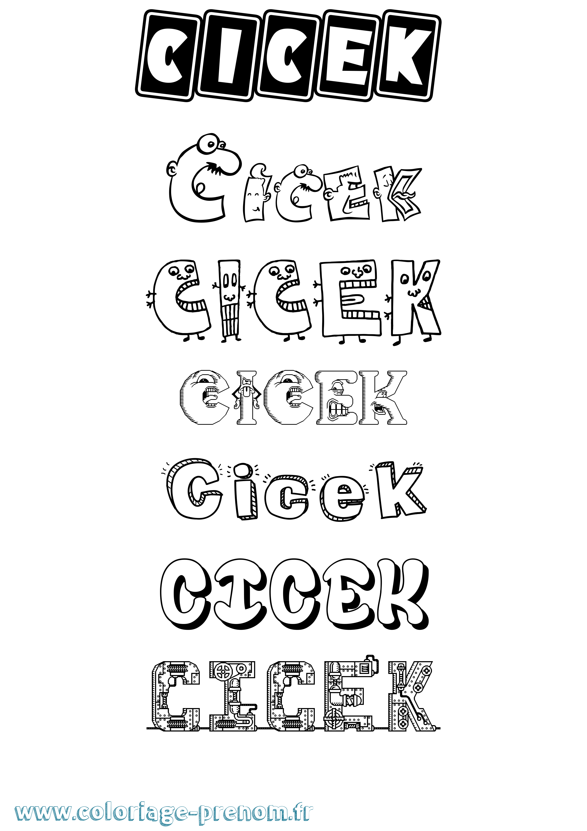 Coloriage Cicek Fun Coloriage prénom Cicek Fun