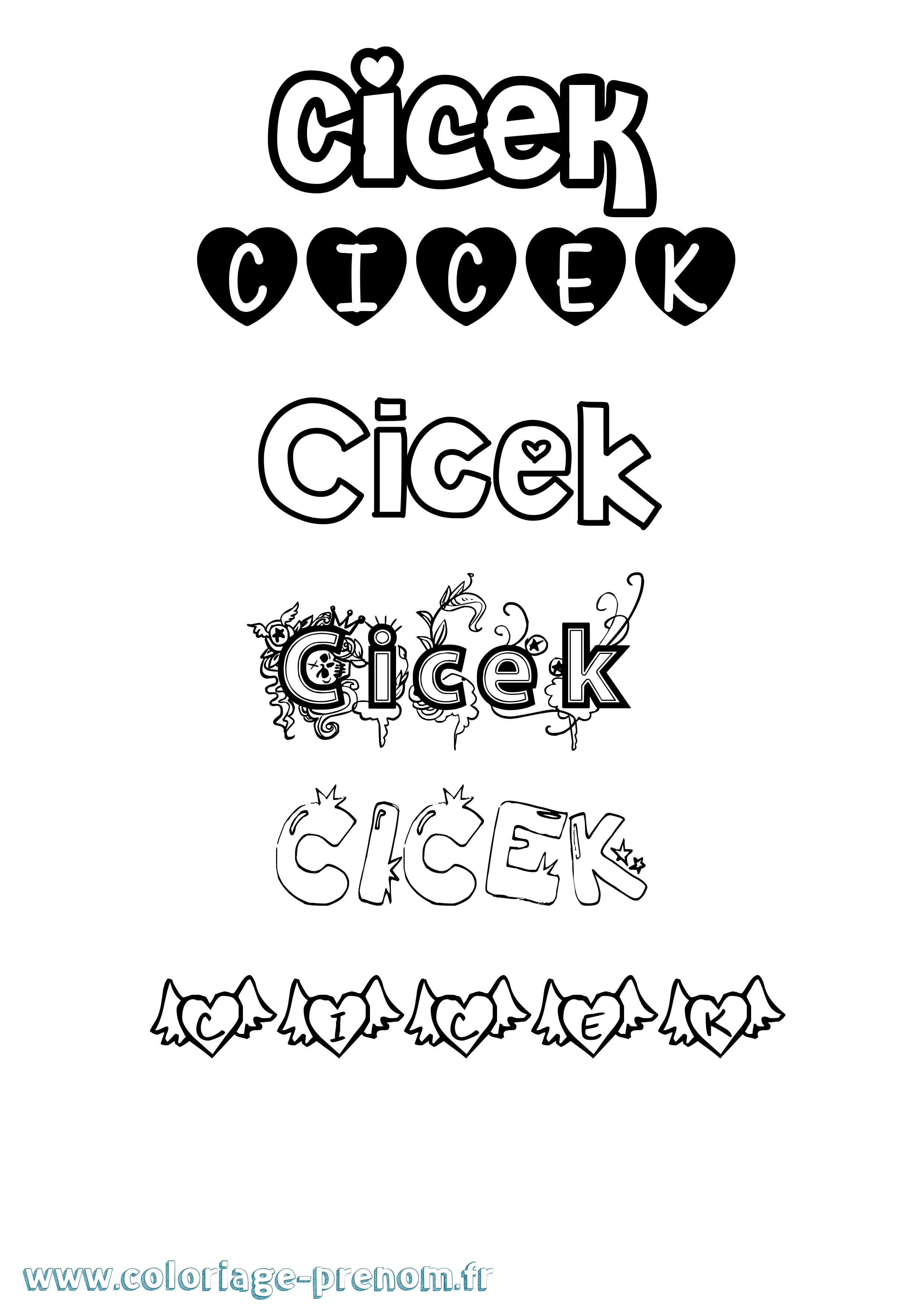 Coloriage Cicek Girly Coloriage prénom Cicek Girly