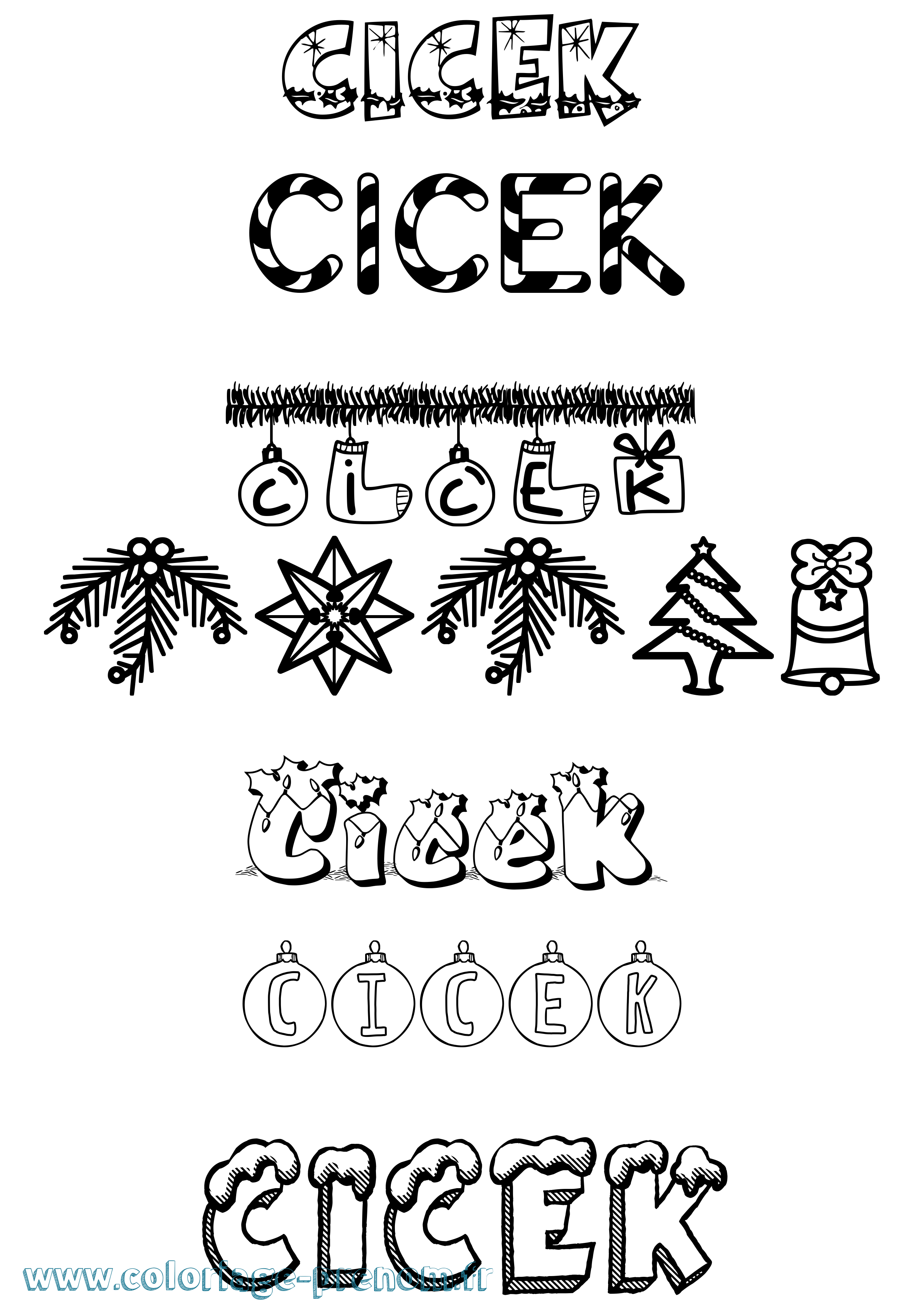 Coloriage Cicek Noël Coloriage prénom Cicek Noël