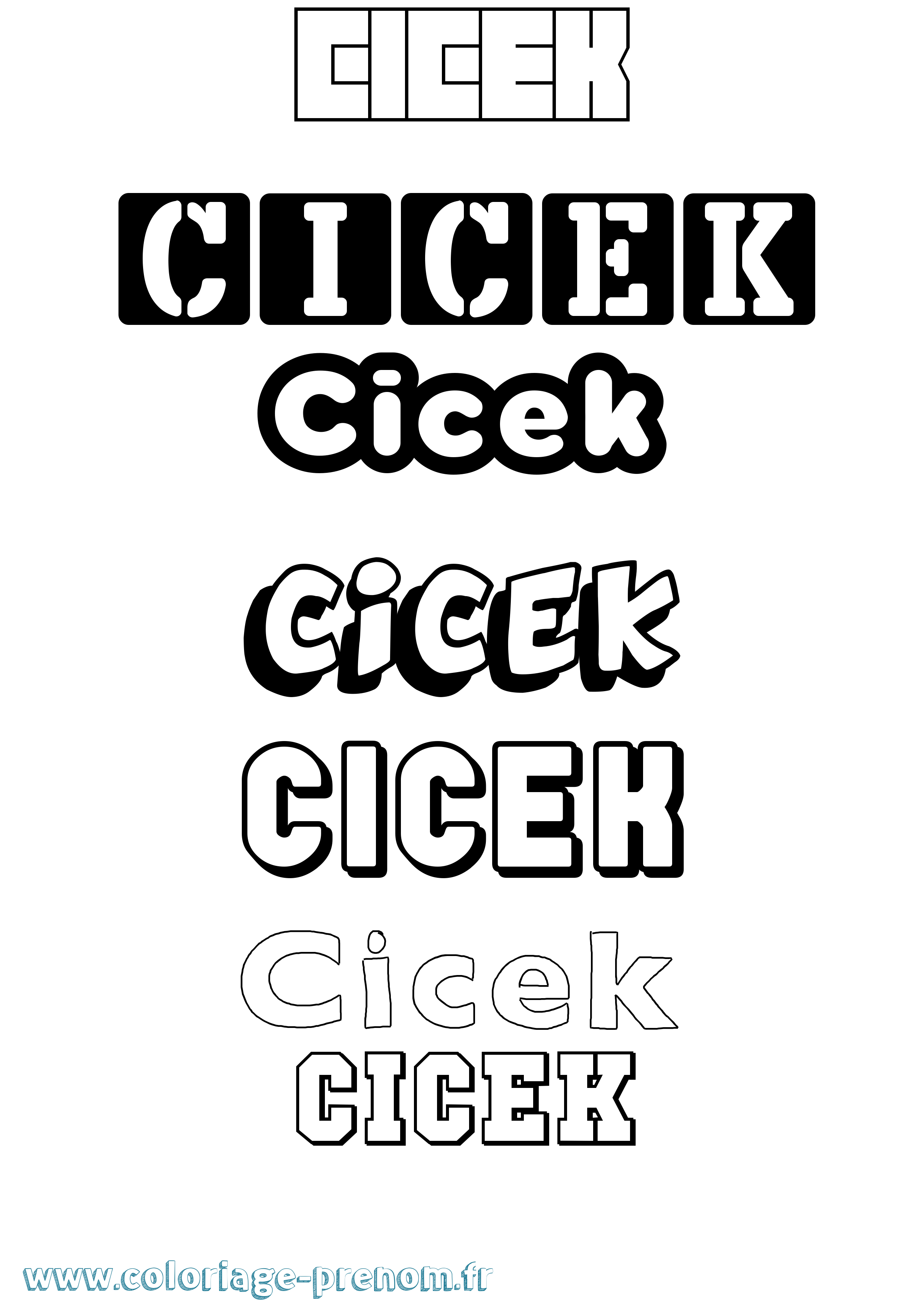 Coloriage prénom Cicek Simple