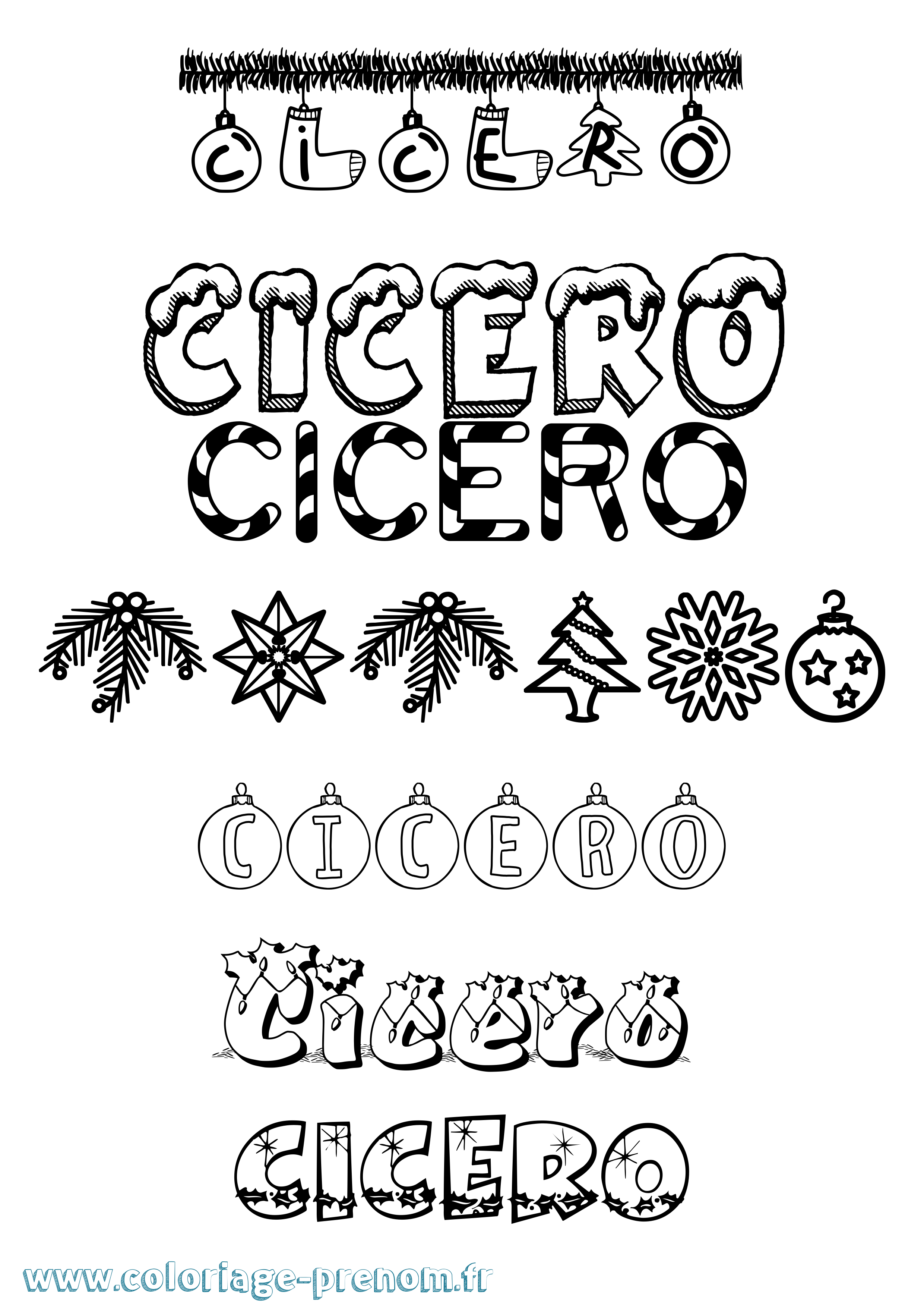 Coloriage prénom Cicero Noël