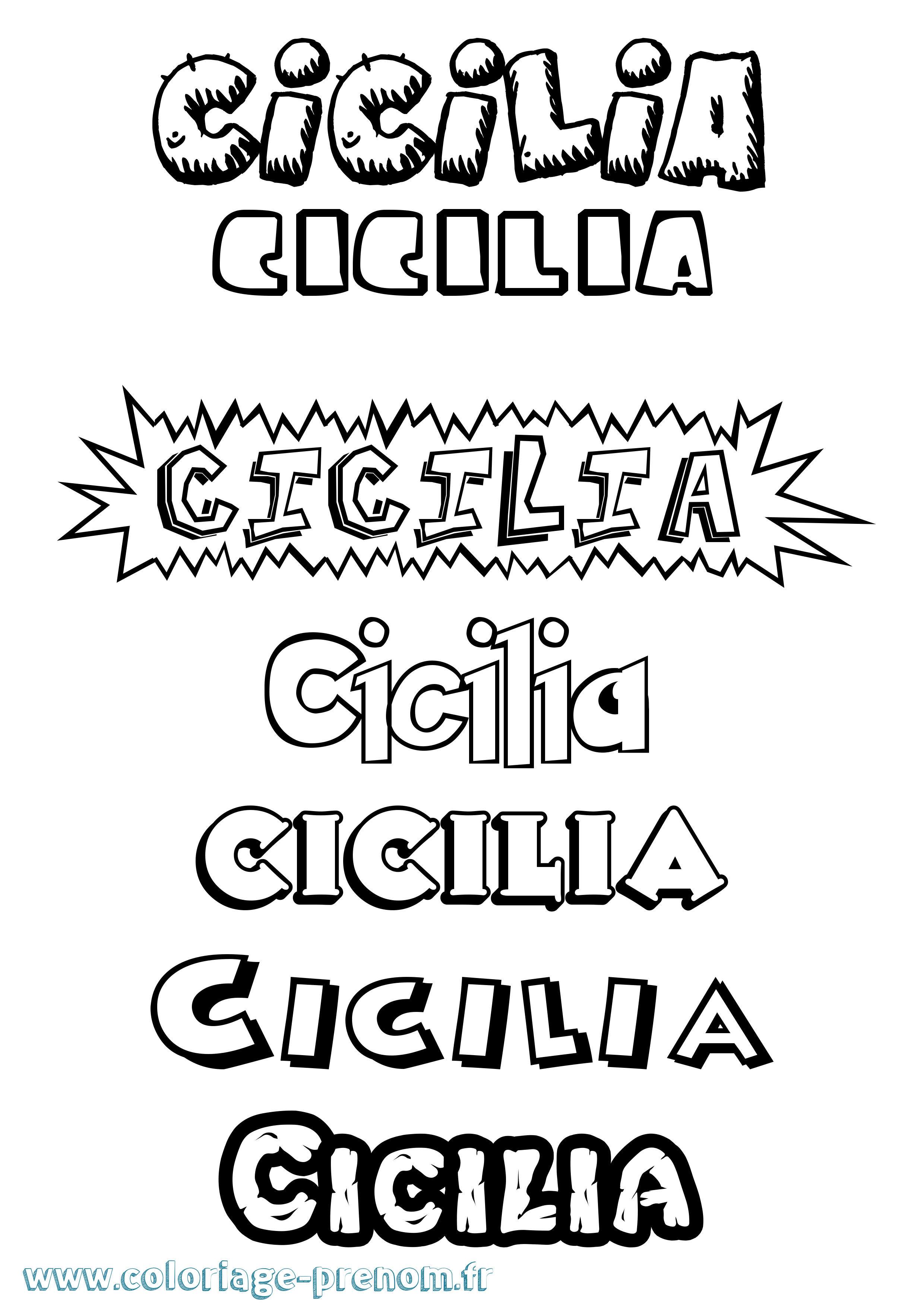 Coloriage prénom Cicilia Dessin Animé