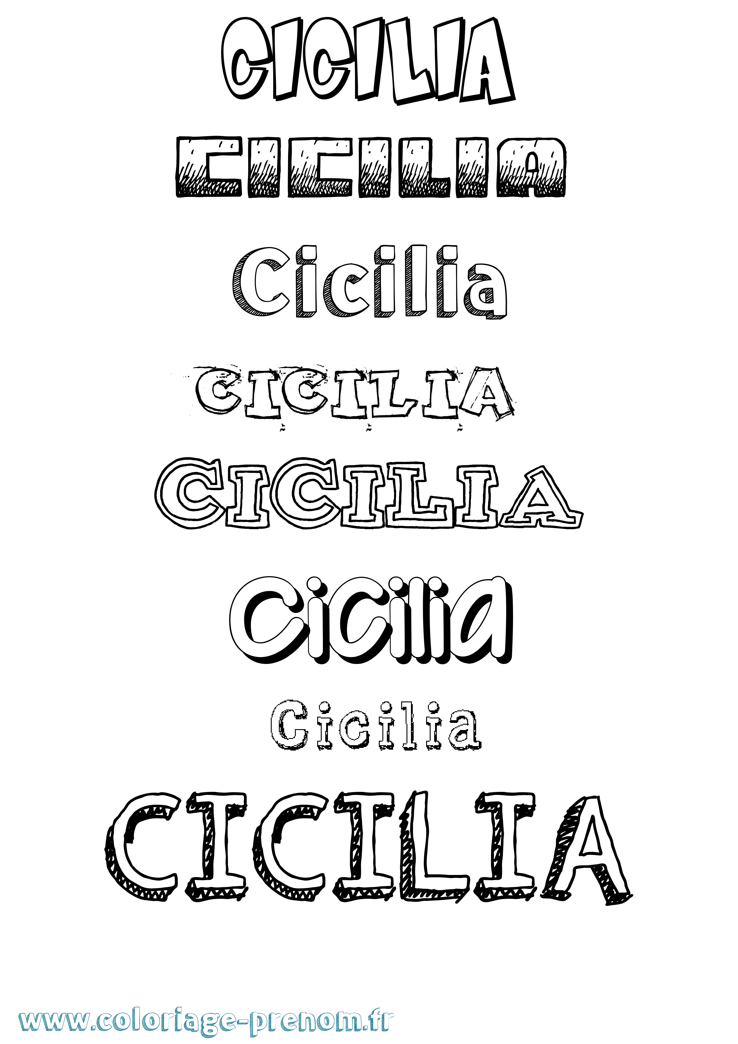 Coloriage prénom Cicilia Dessiné