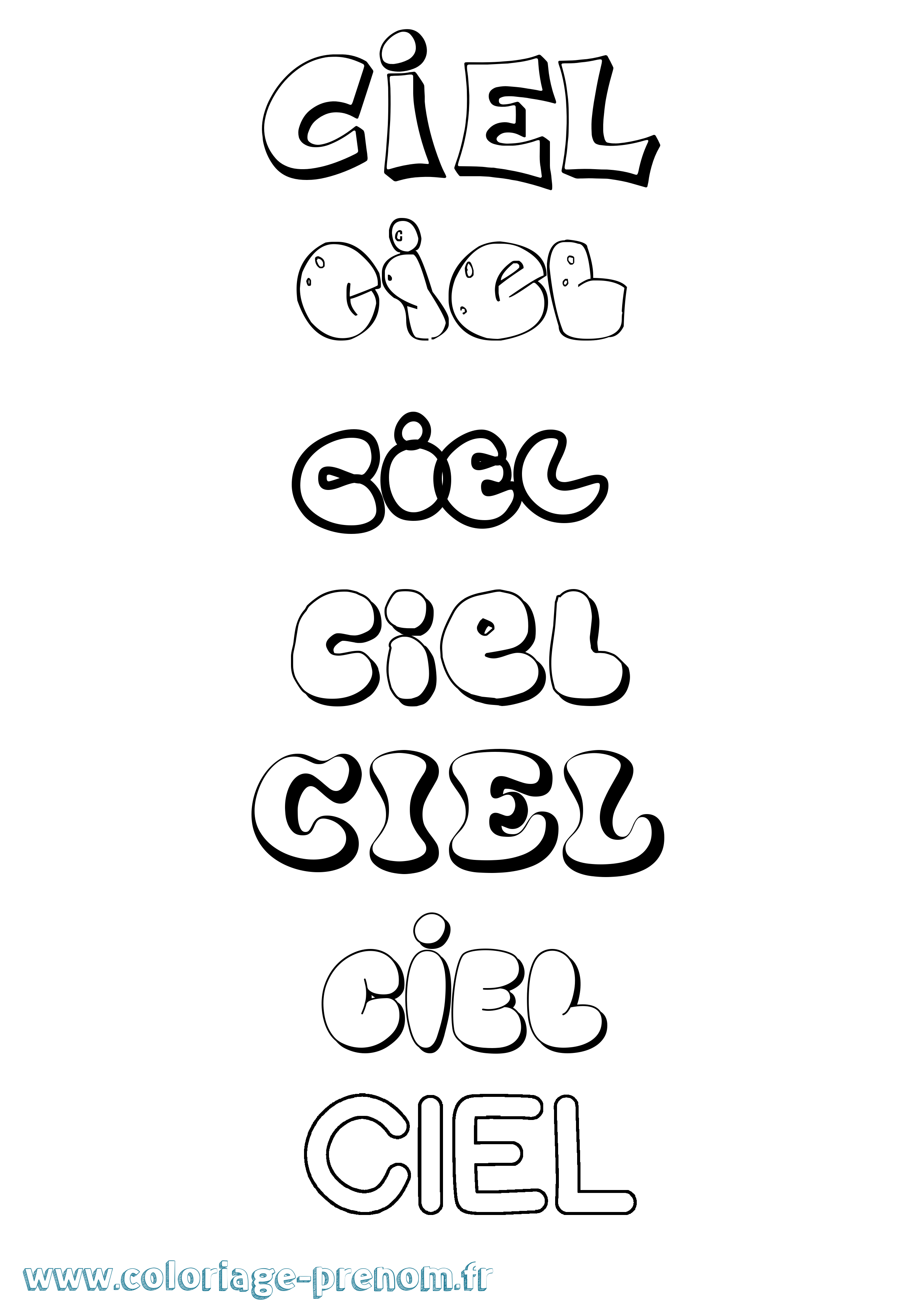 Coloriage Ciel Bubble Coloriage prénom Ciel Bubble