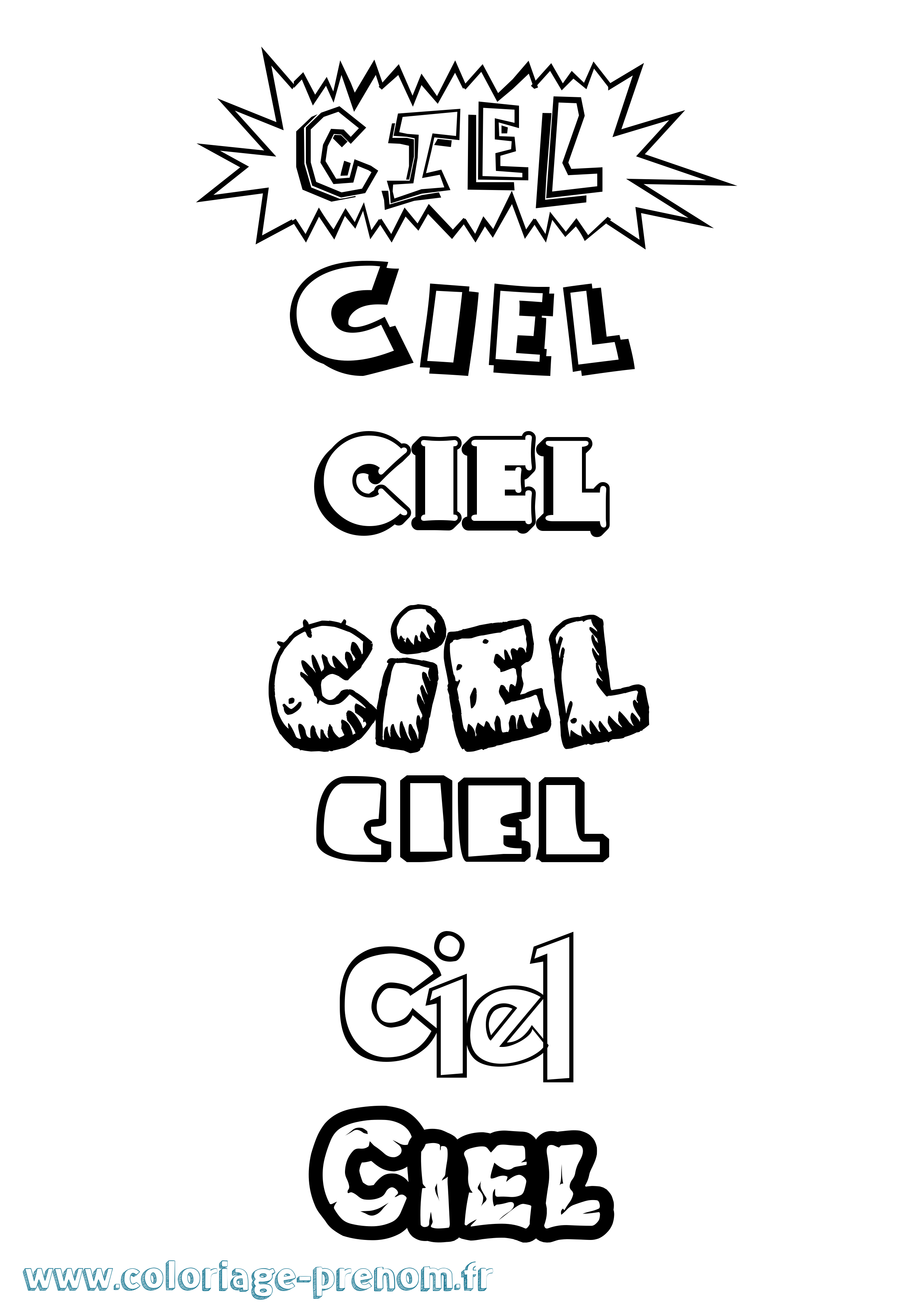 Coloriage Ciel Dessin Animé Coloriage prénom Ciel Dessin Animé