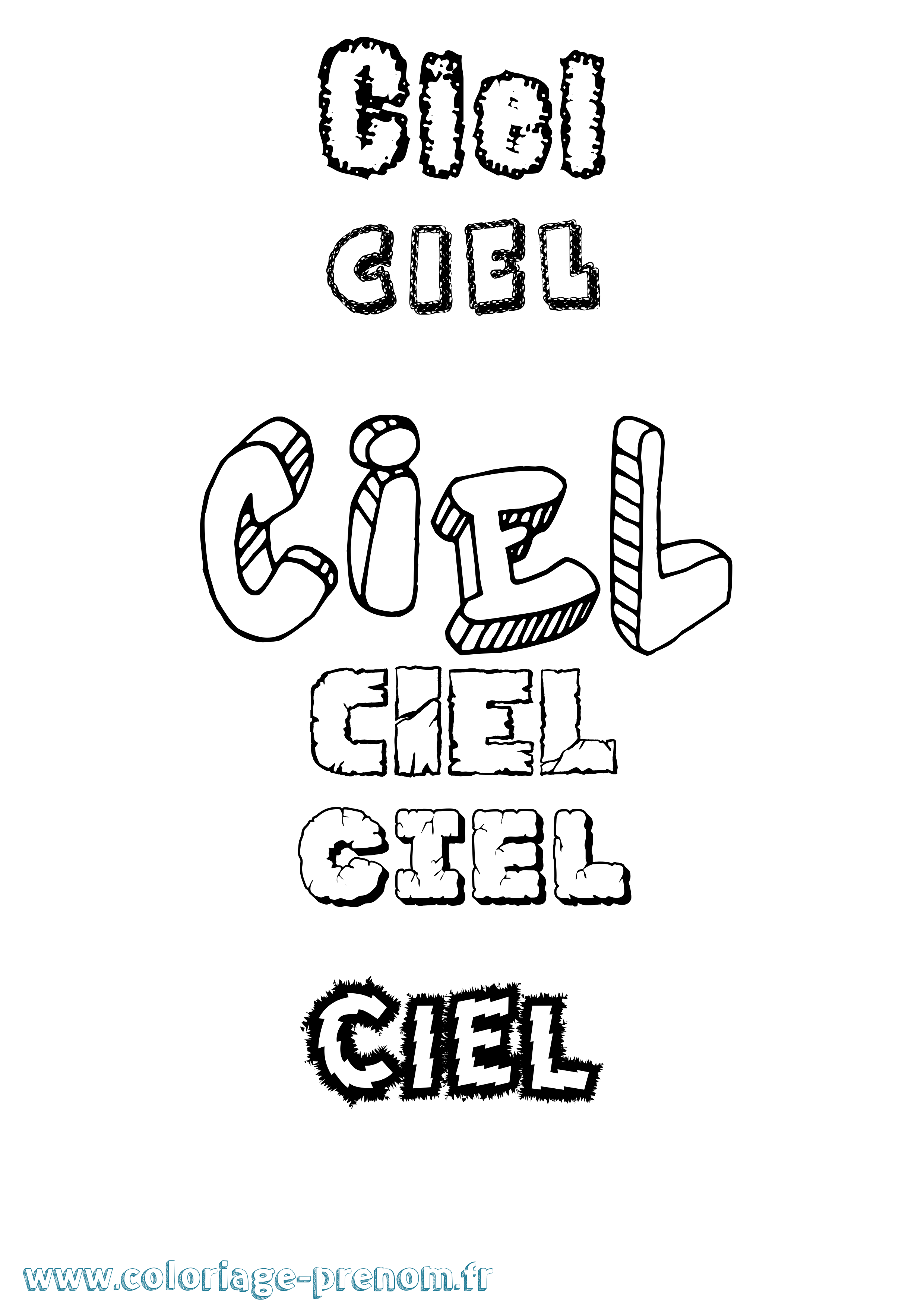 Coloriage Ciel Destructuré Coloriage prénom Ciel Destructuré