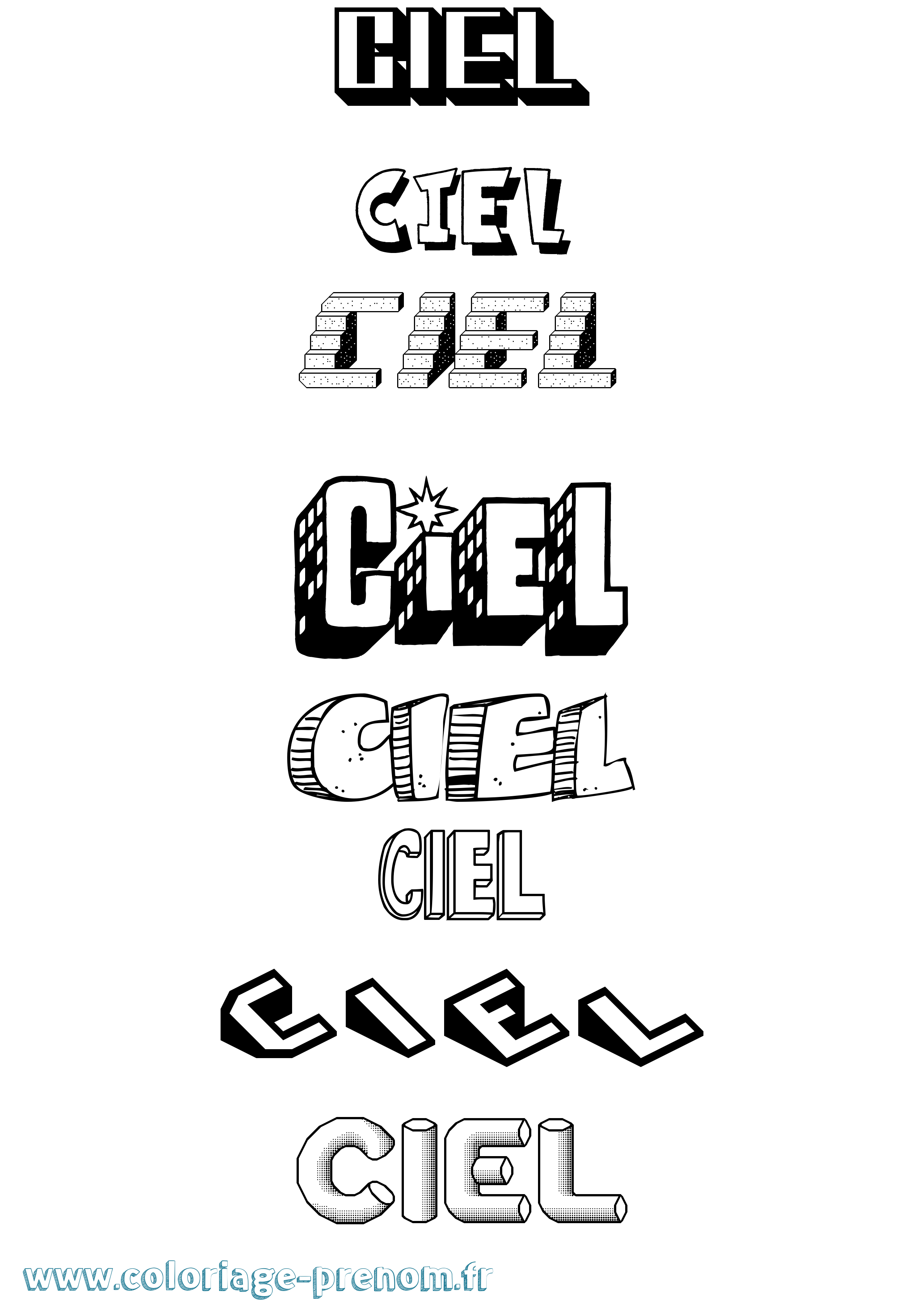 Coloriage Ciel Effet 3D Coloriage prénom Ciel Effet 3D