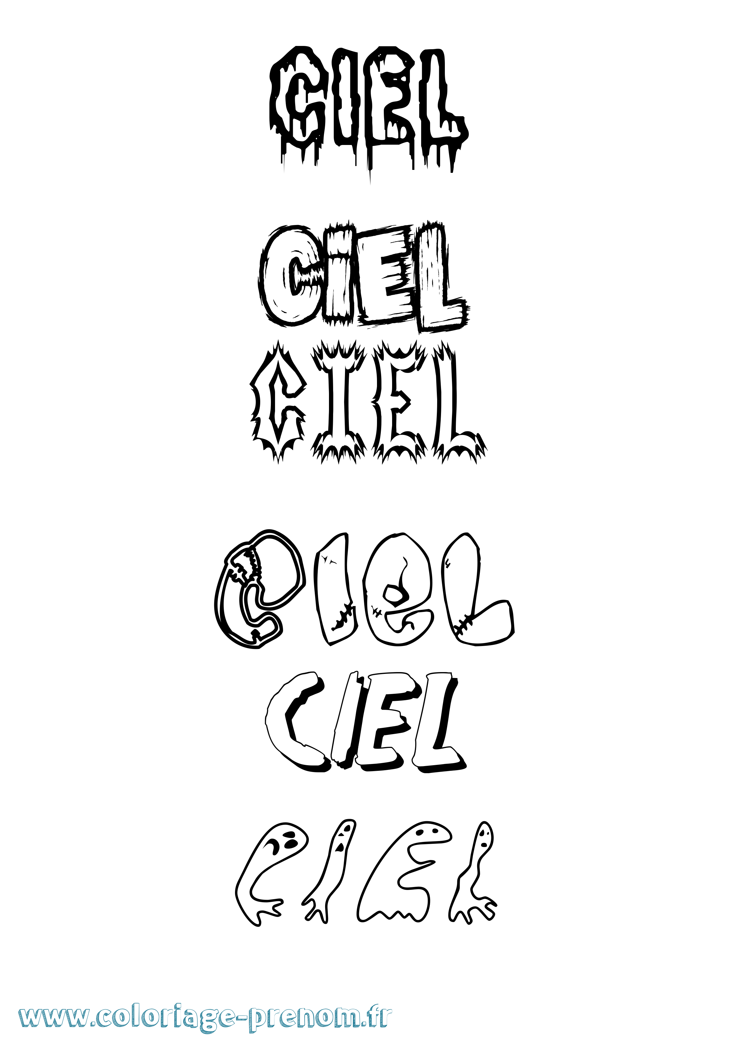 Coloriage Ciel Frisson Coloriage prénom Ciel Frisson