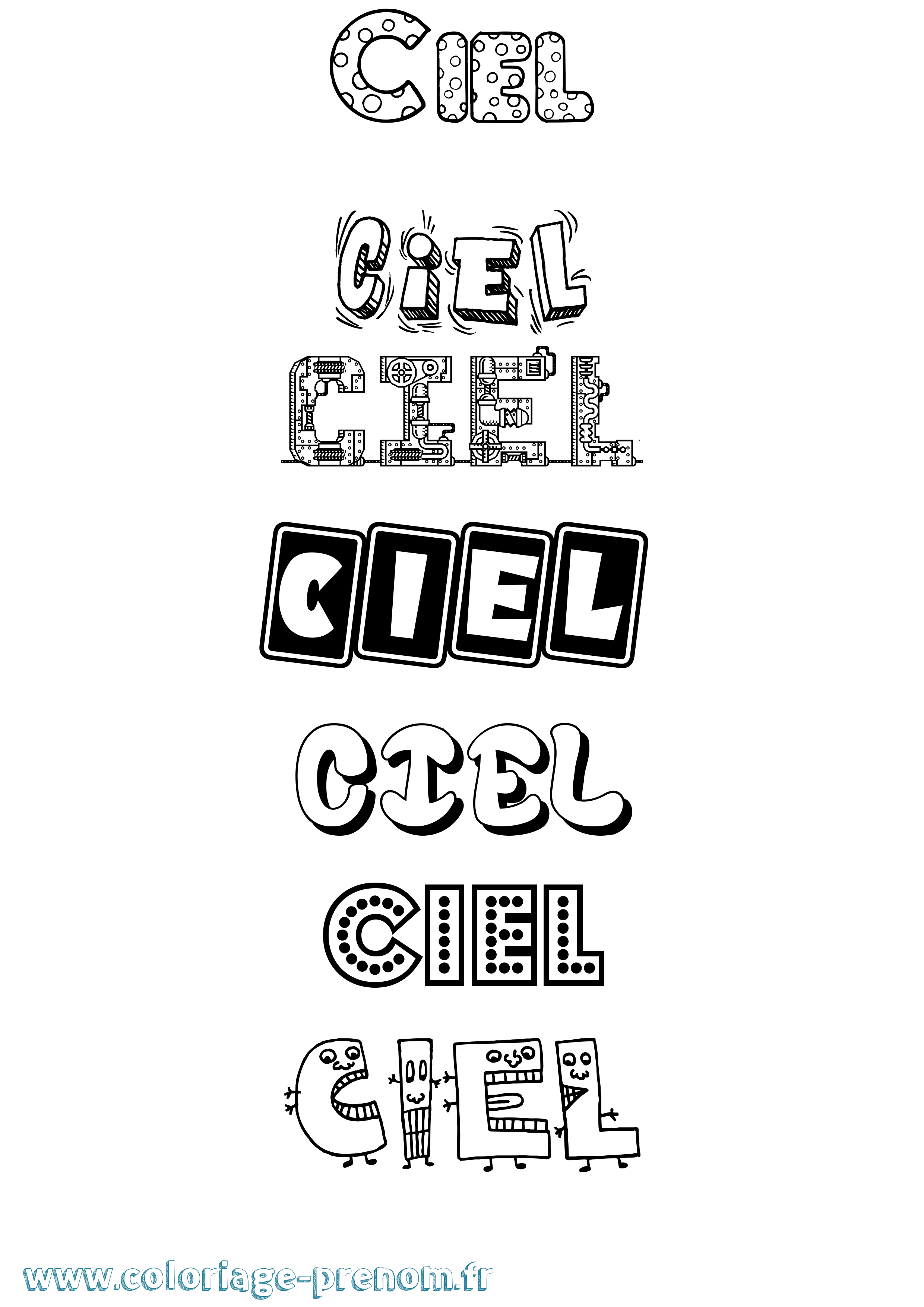 Coloriage Ciel Fun Coloriage prénom Ciel Fun
