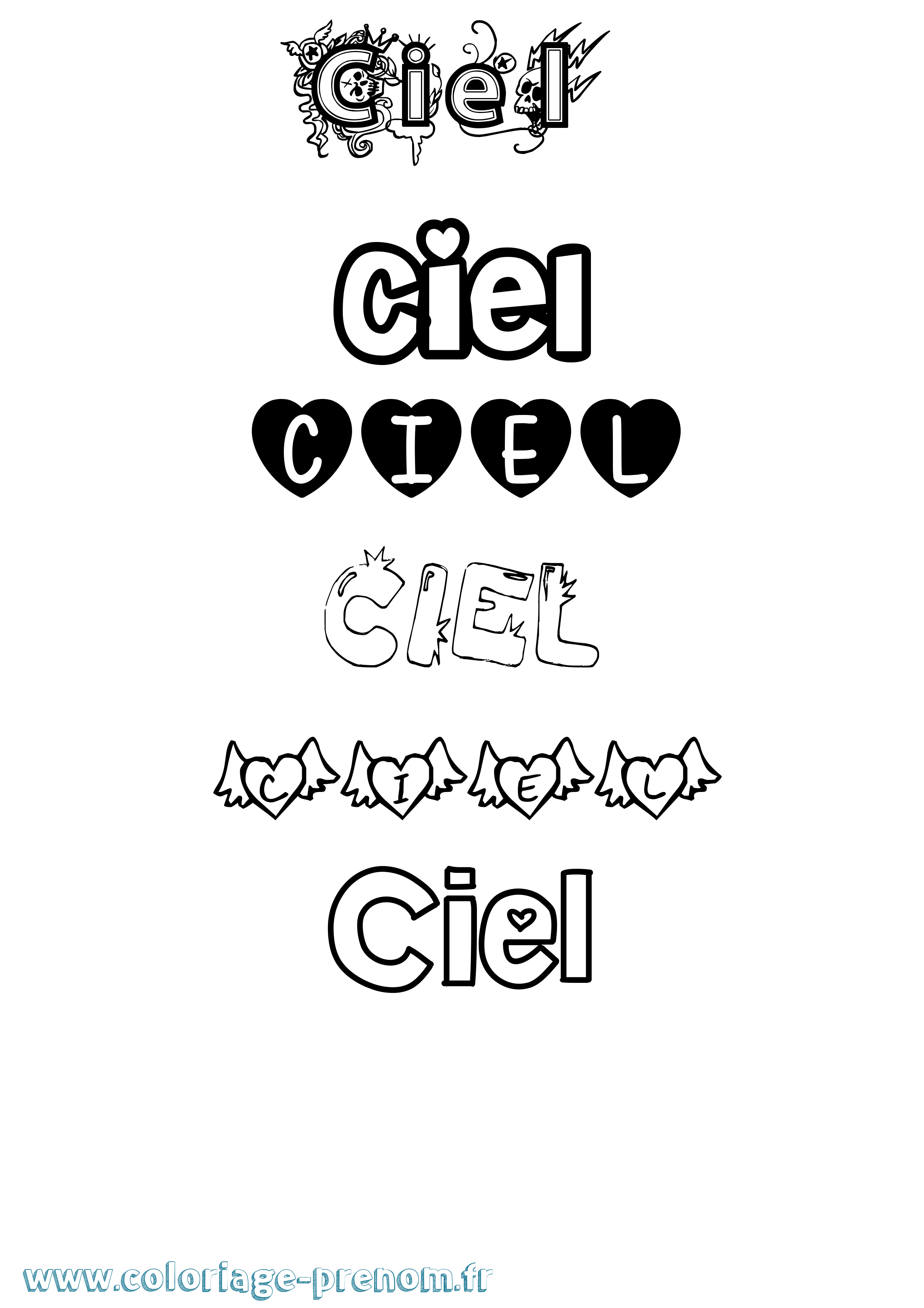 Coloriage Ciel Girly Coloriage prénom Ciel Girly