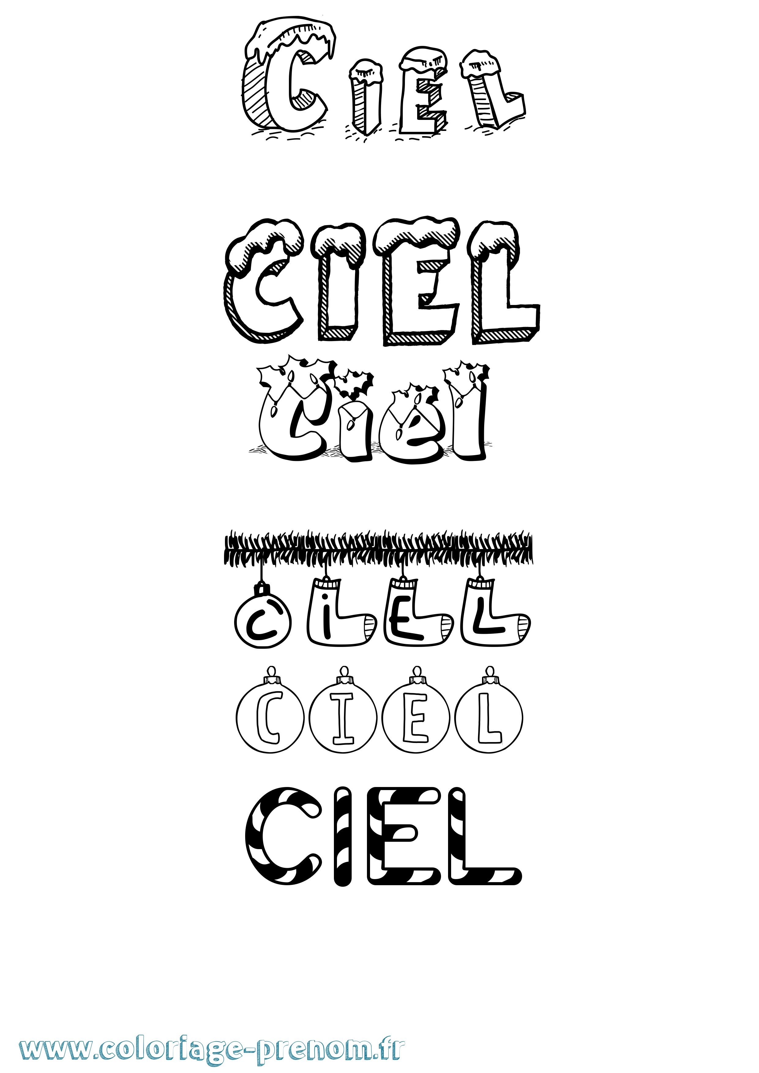 Coloriage Ciel Noël Coloriage prénom Ciel Noël
