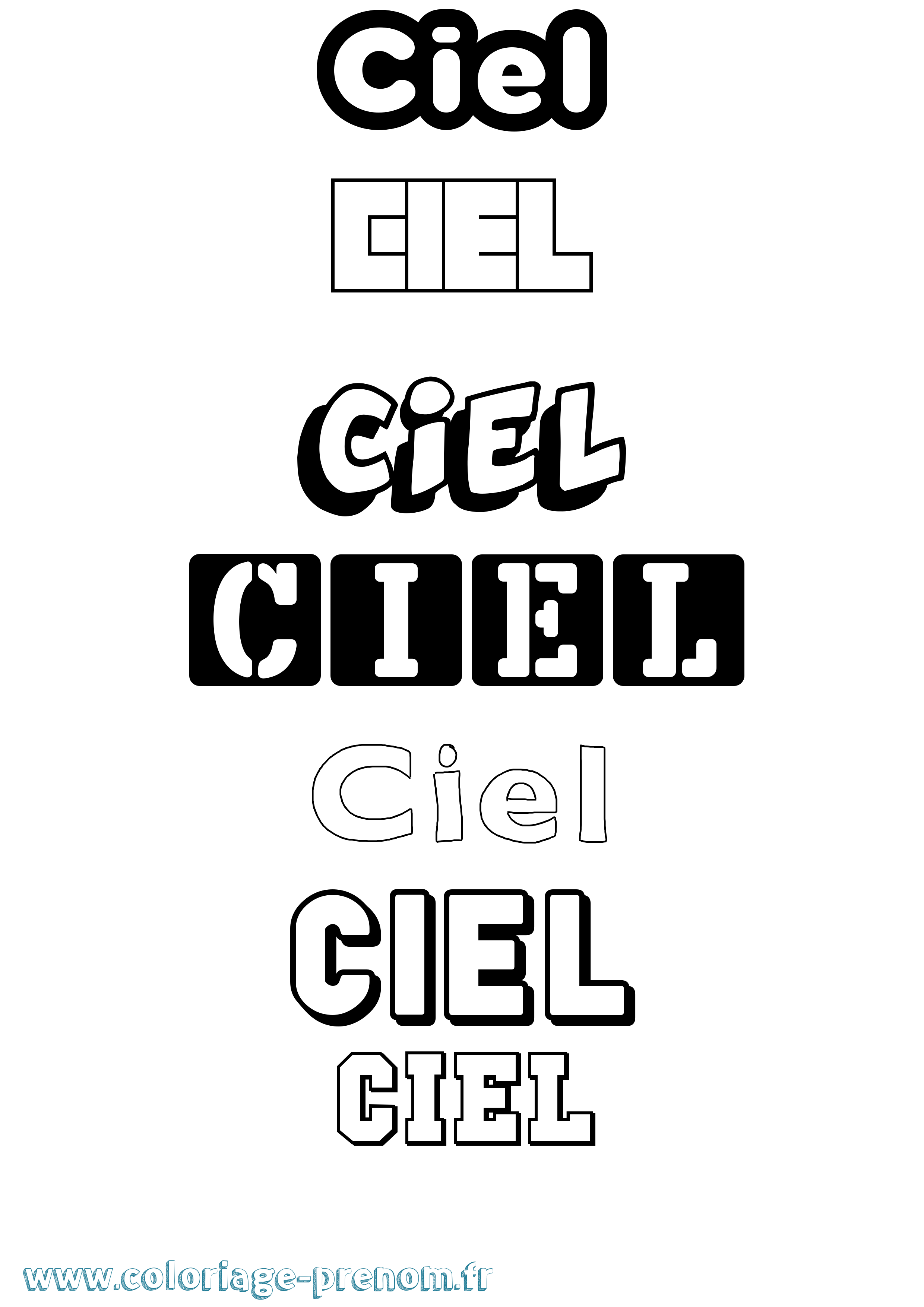 Coloriage Ciel Simple Coloriage prénom Ciel Simple