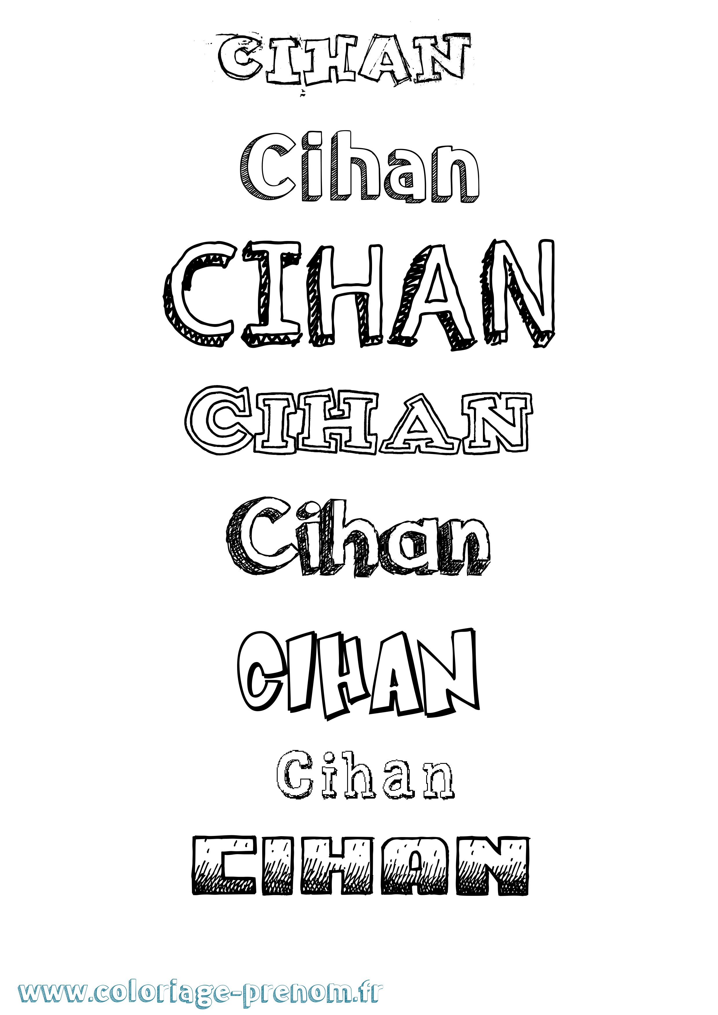 Coloriage prénom Cihan Dessiné