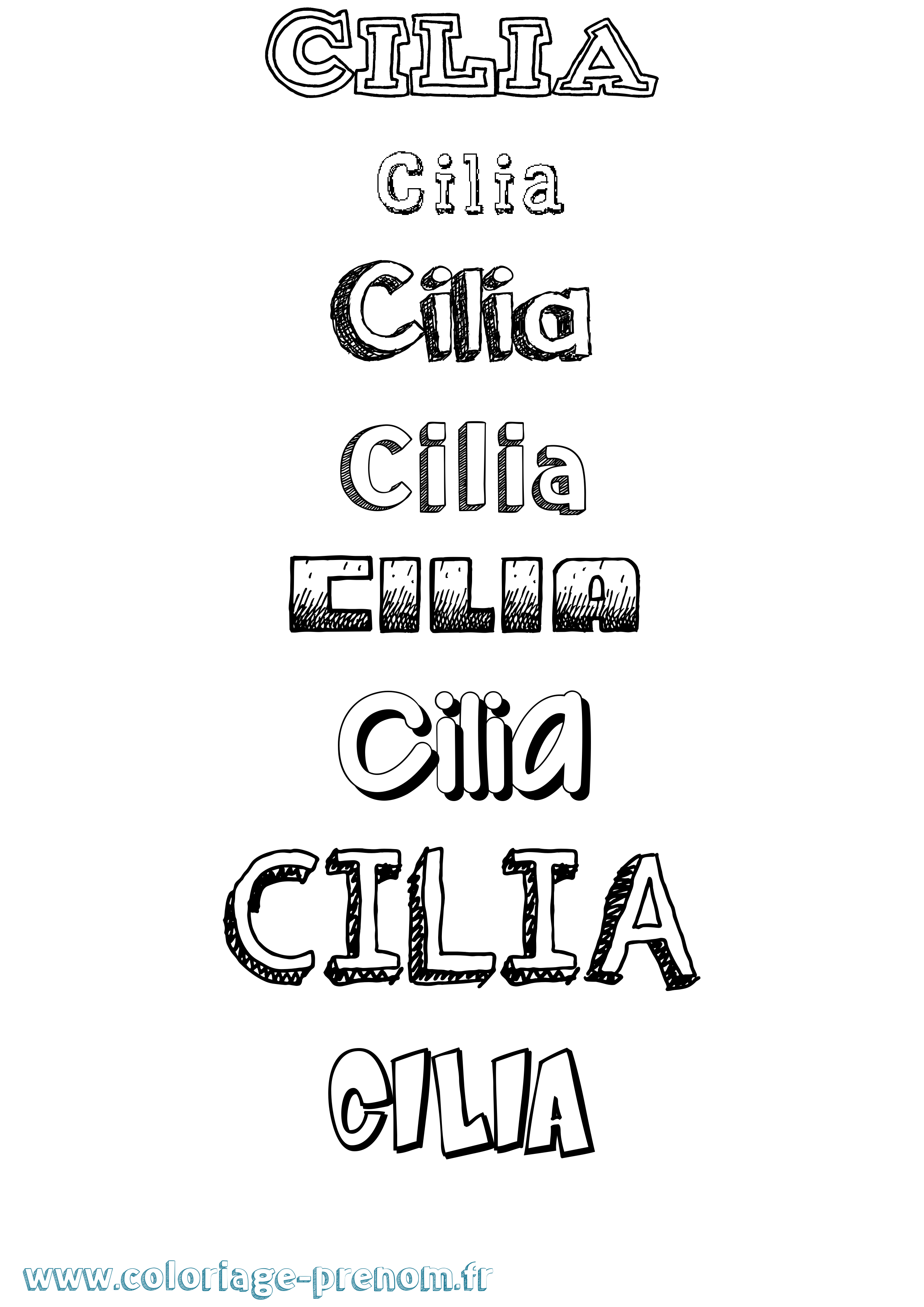 Coloriage prénom Cilia Dessiné