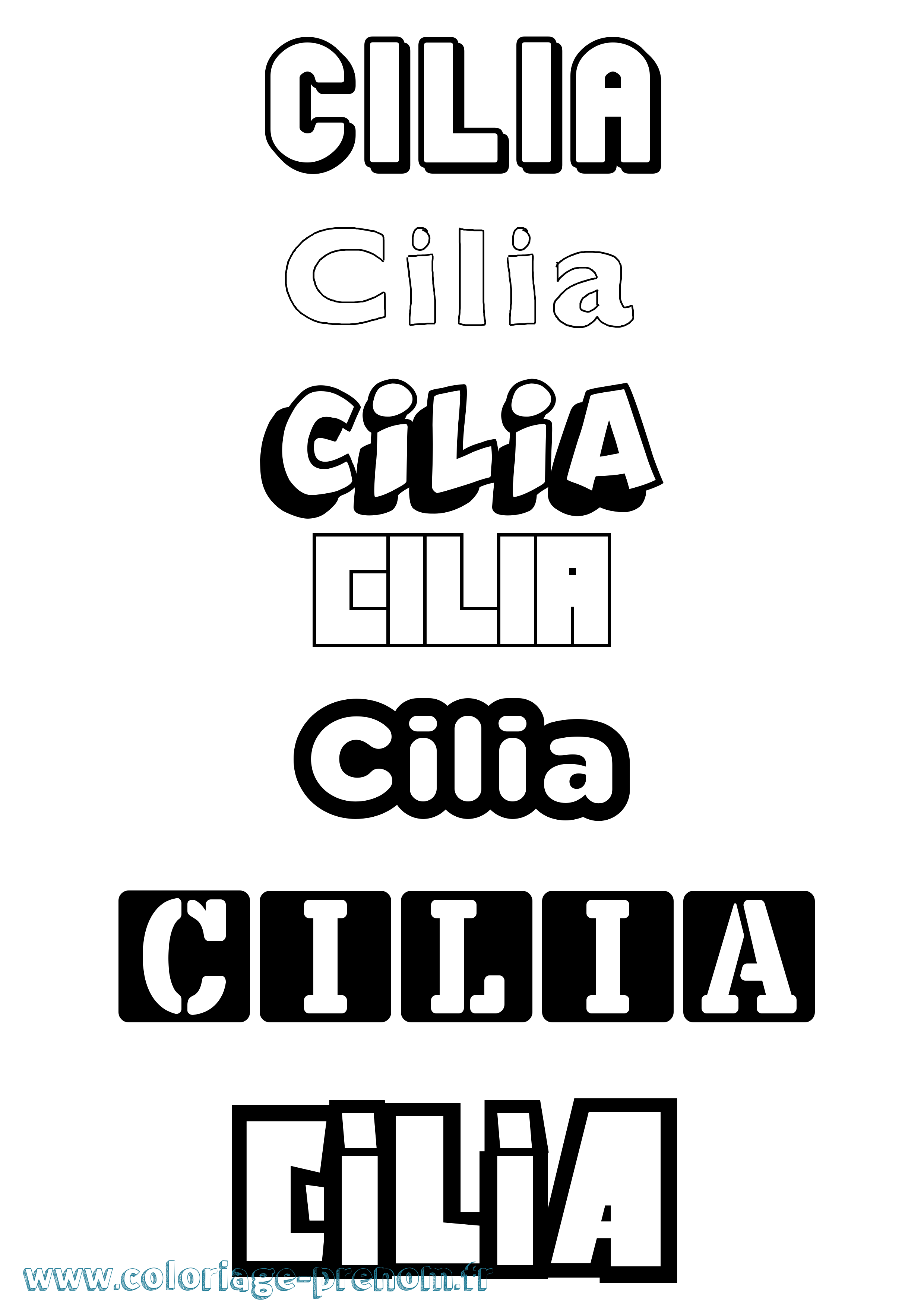 Coloriage prénom Cilia Simple