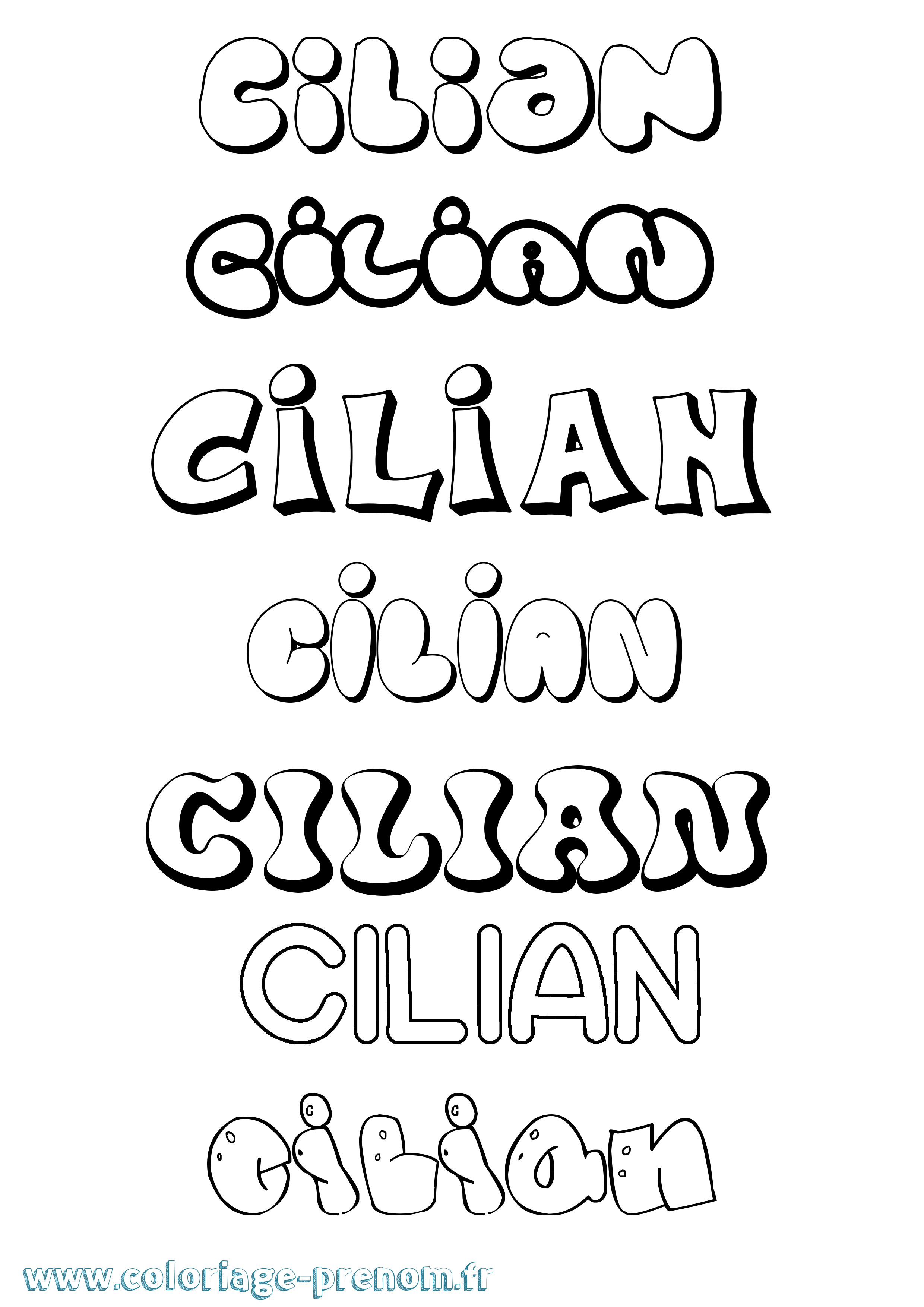 Coloriage prénom Cilian Bubble