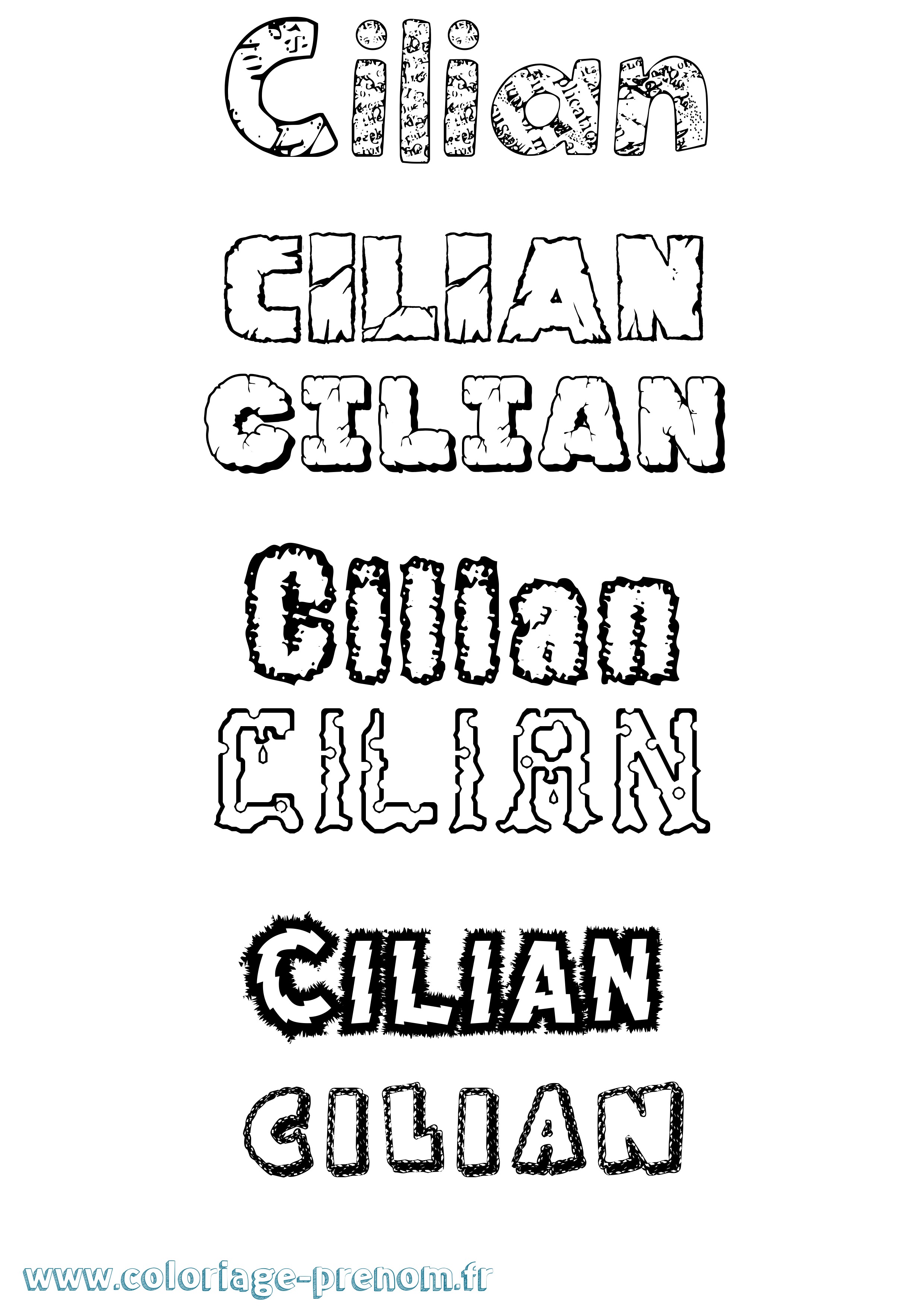Coloriage prénom Cilian Destructuré