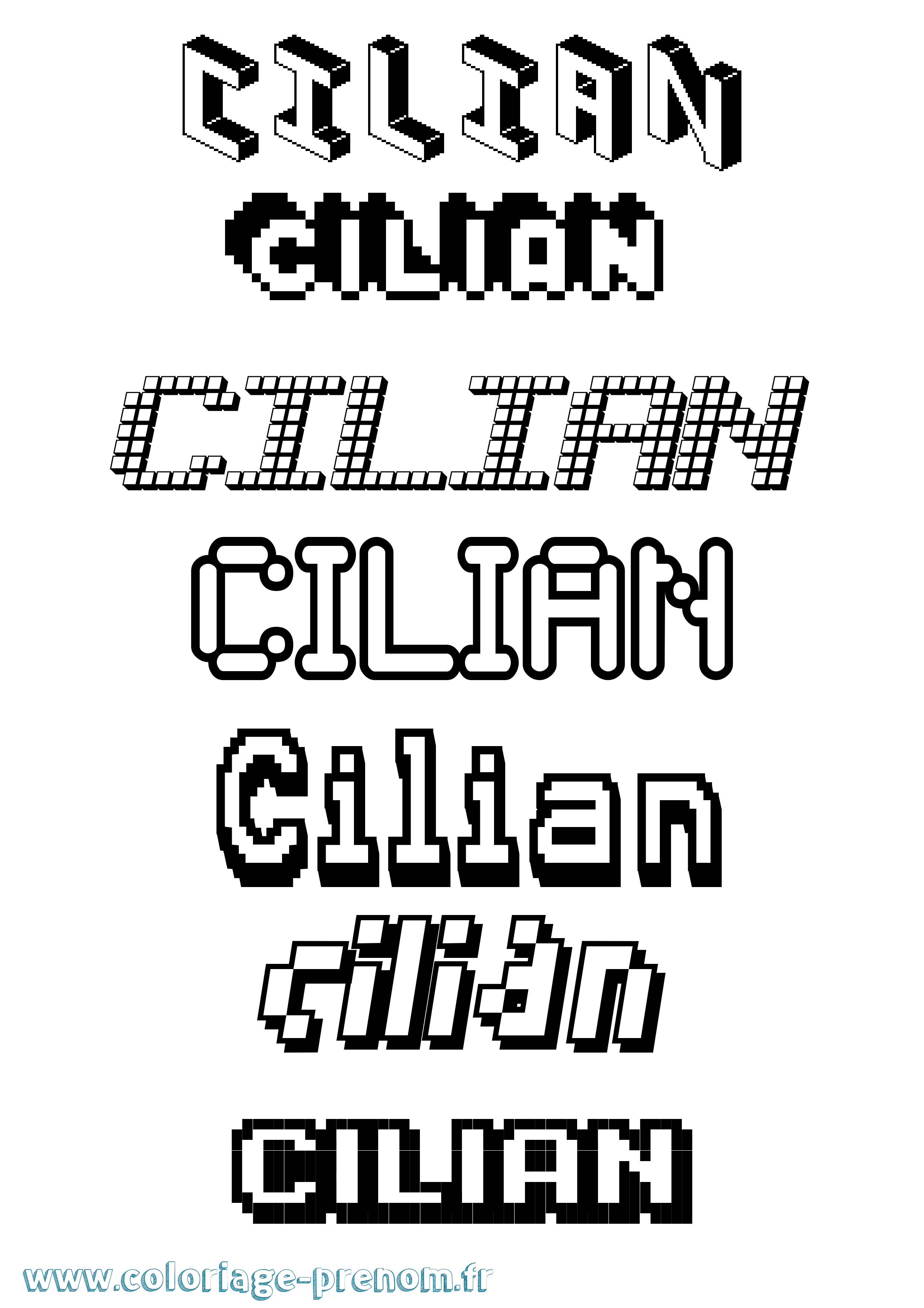Coloriage prénom Cilian Pixel