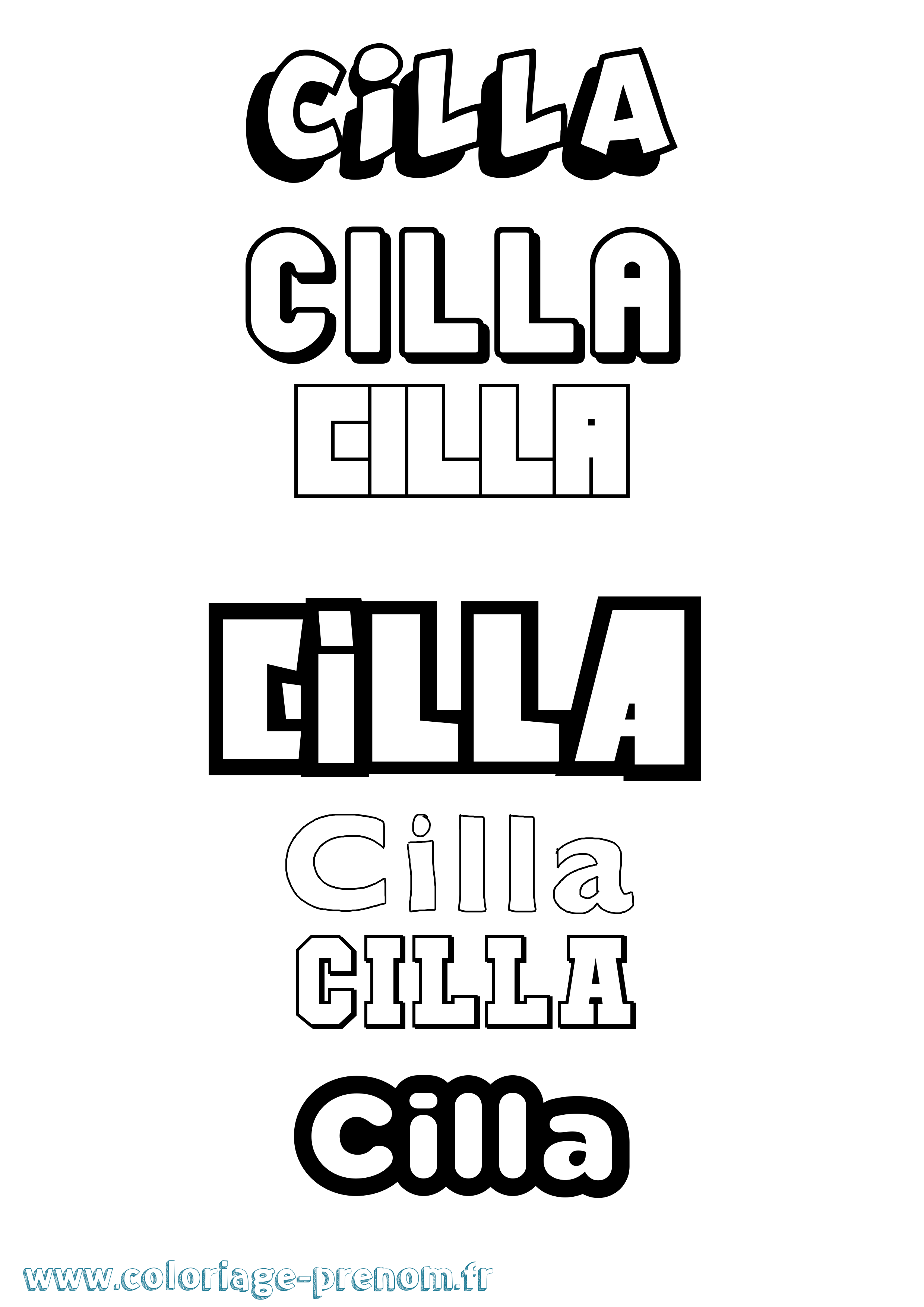 Coloriage prénom Cilla Simple