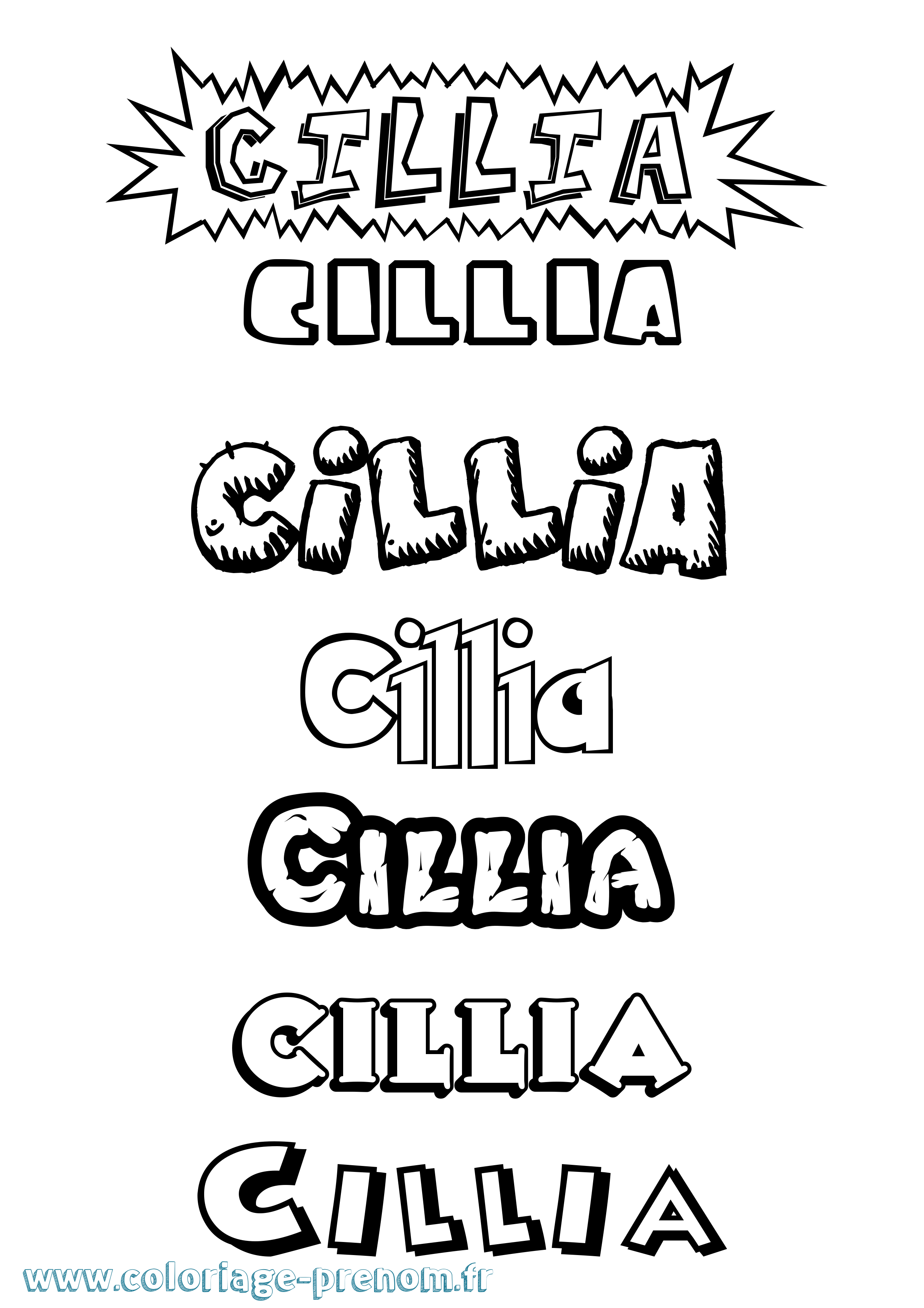 Coloriage prénom Cillia Dessin Animé