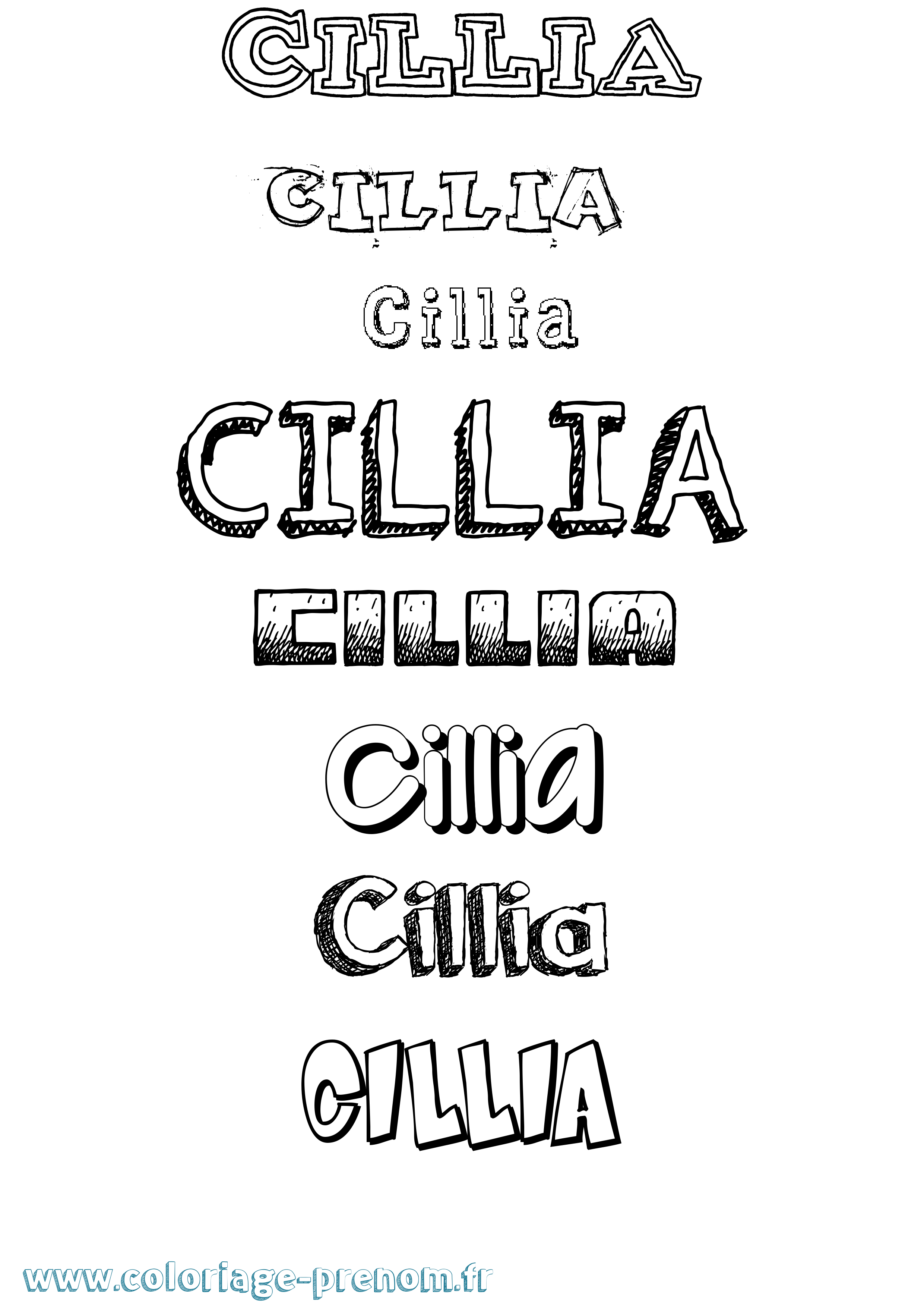 Coloriage prénom Cillia Dessiné