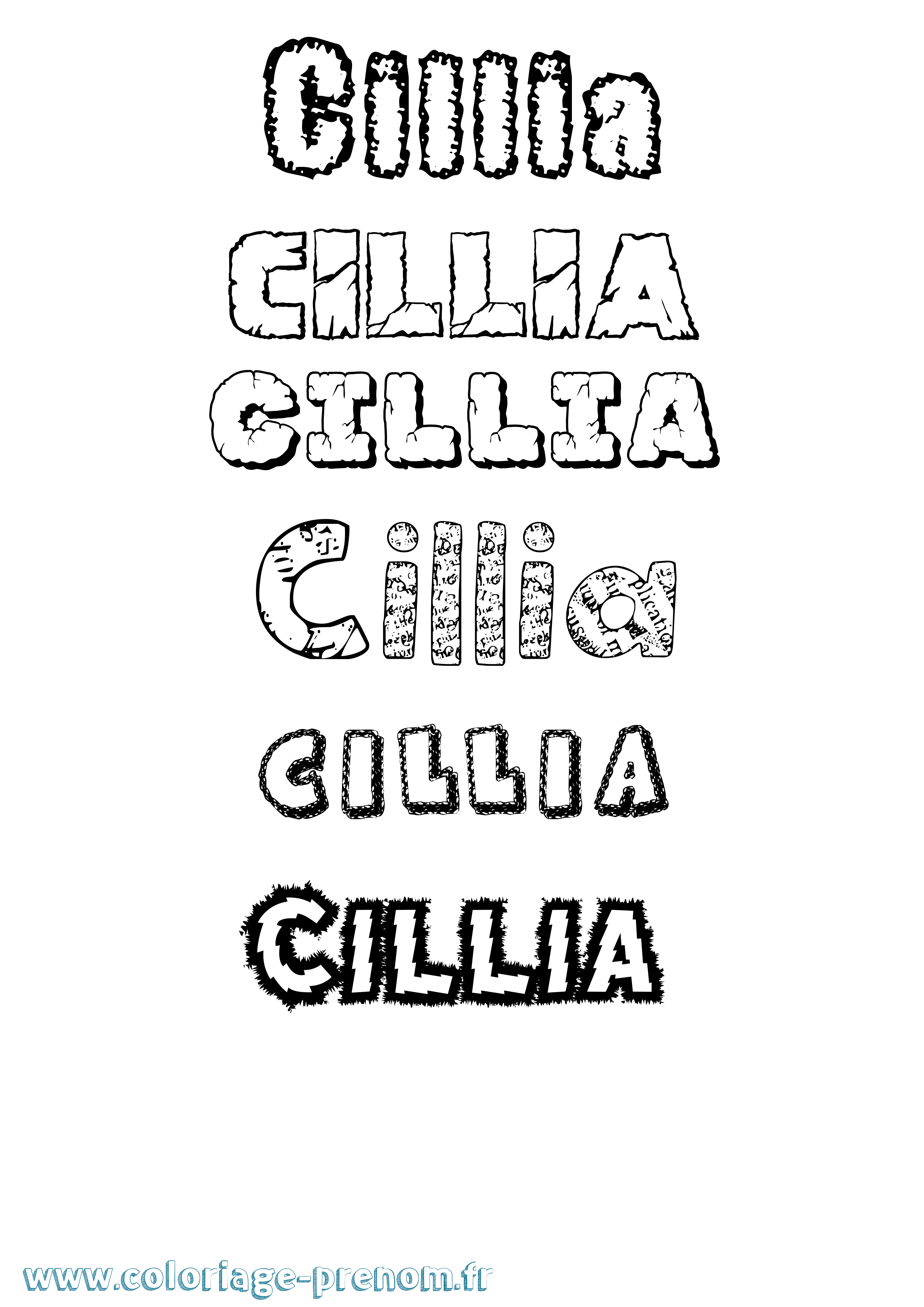 Coloriage prénom Cillia Destructuré