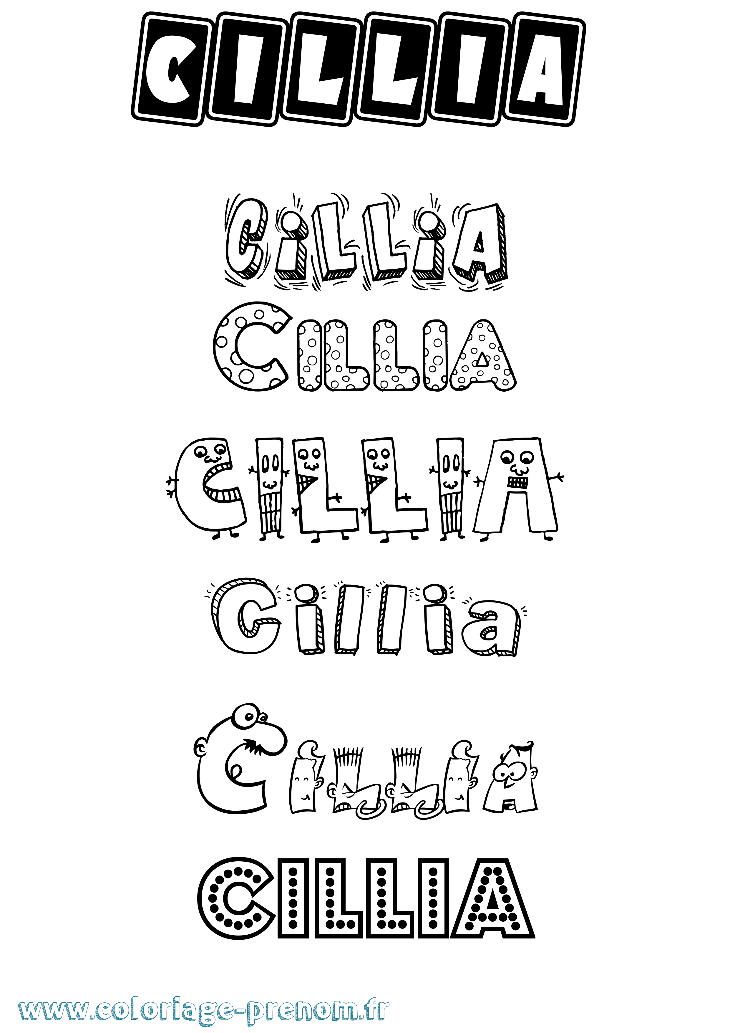 Coloriage prénom Cillia Fun