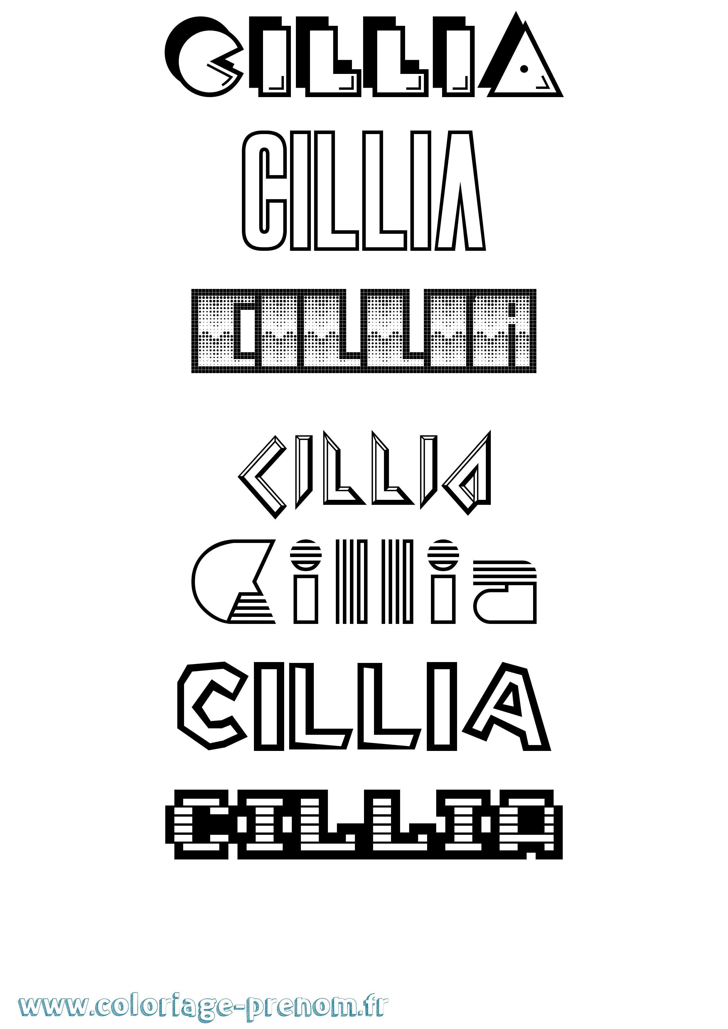 Coloriage prénom Cillia Jeux Vidéos