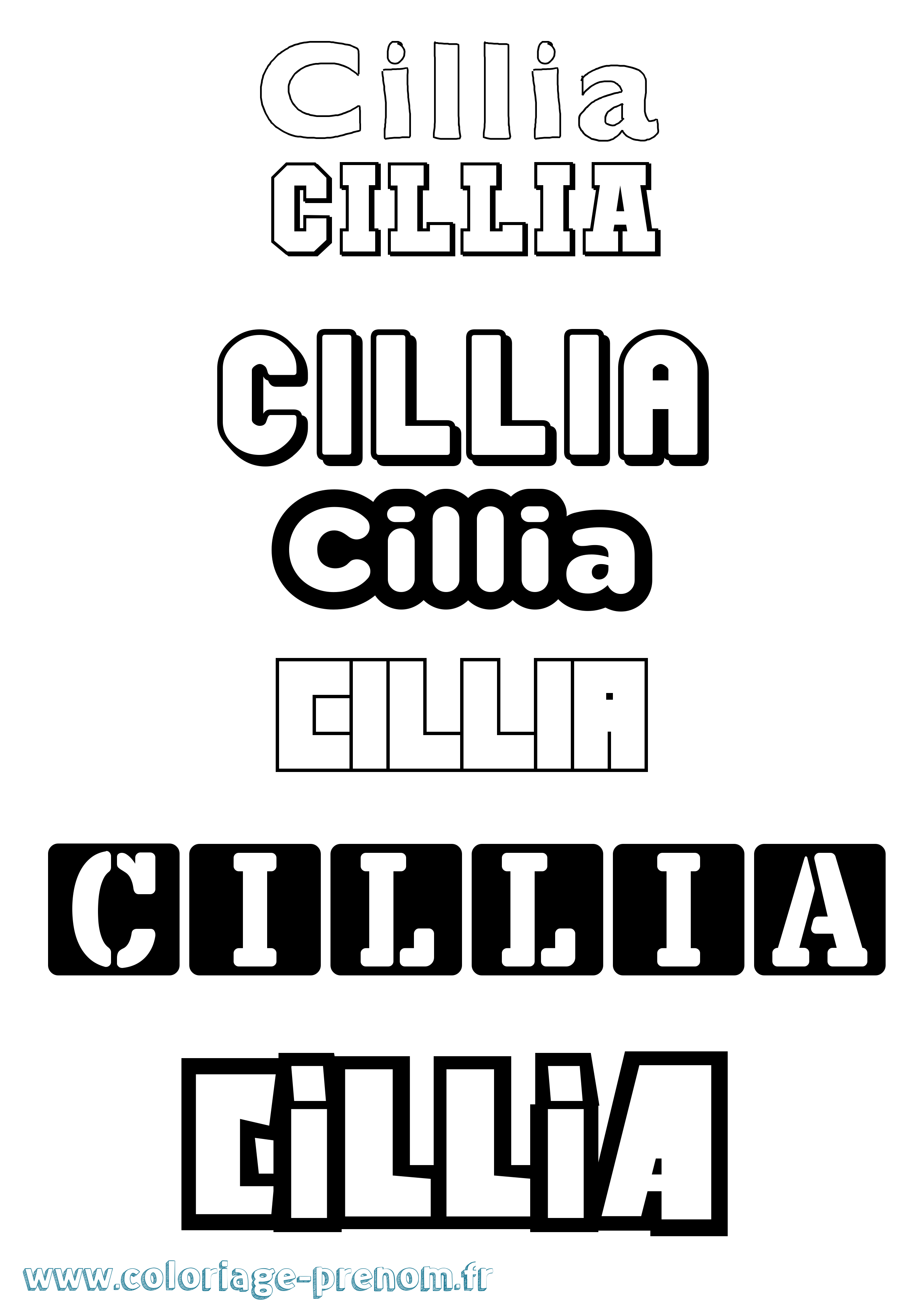 Coloriage prénom Cillia Simple