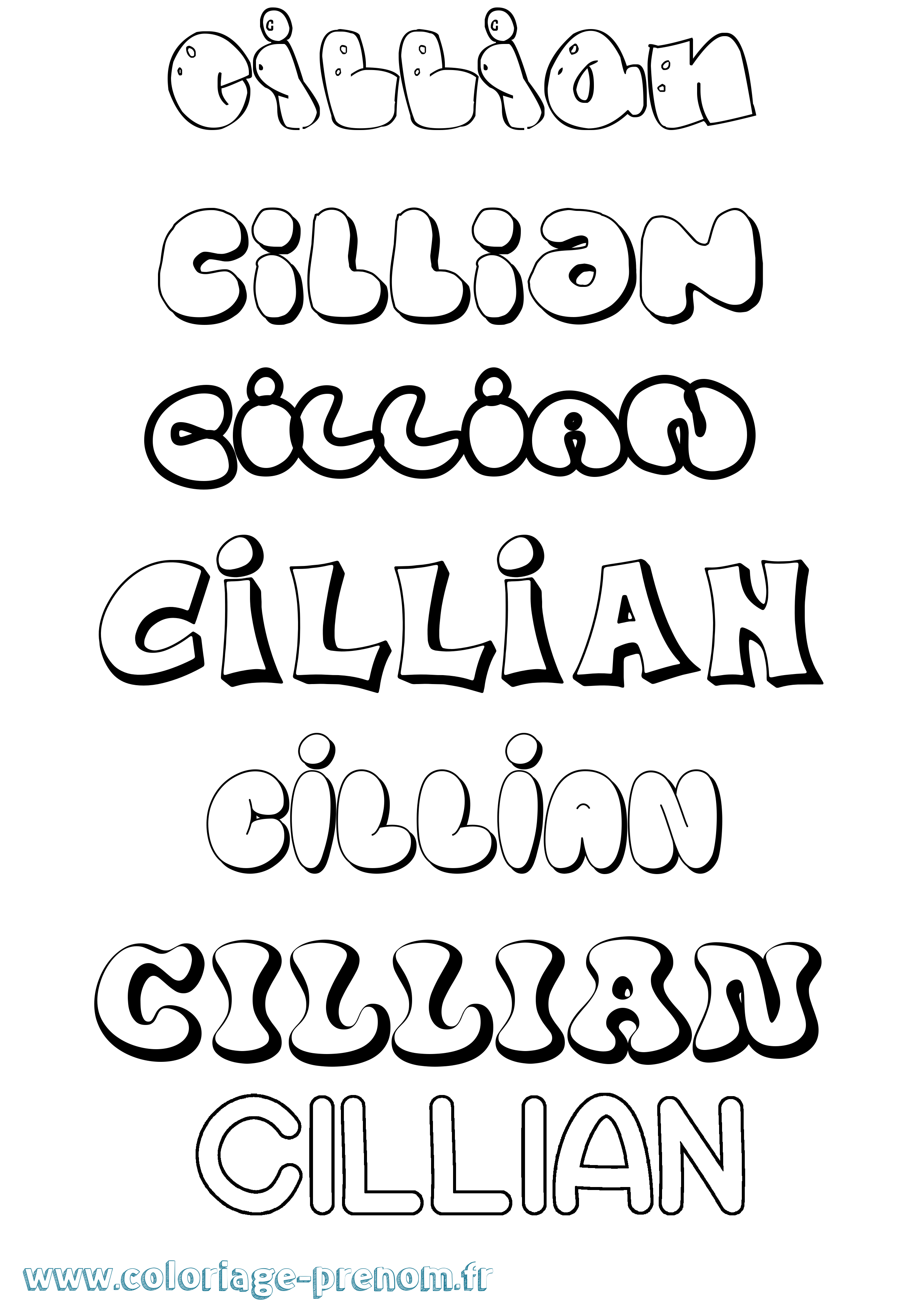 Coloriage prénom Cillian Bubble