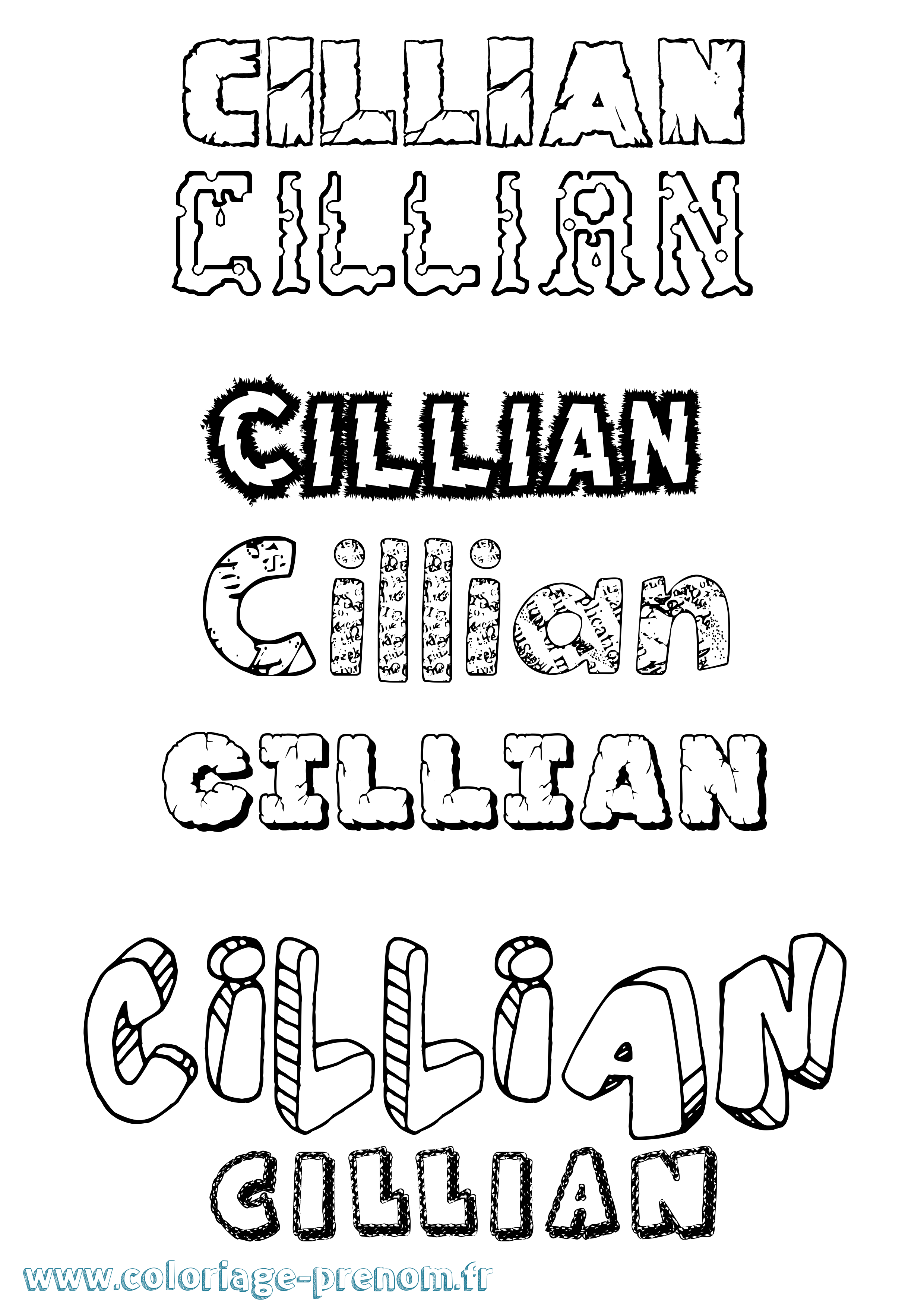 Coloriage prénom Cillian Destructuré