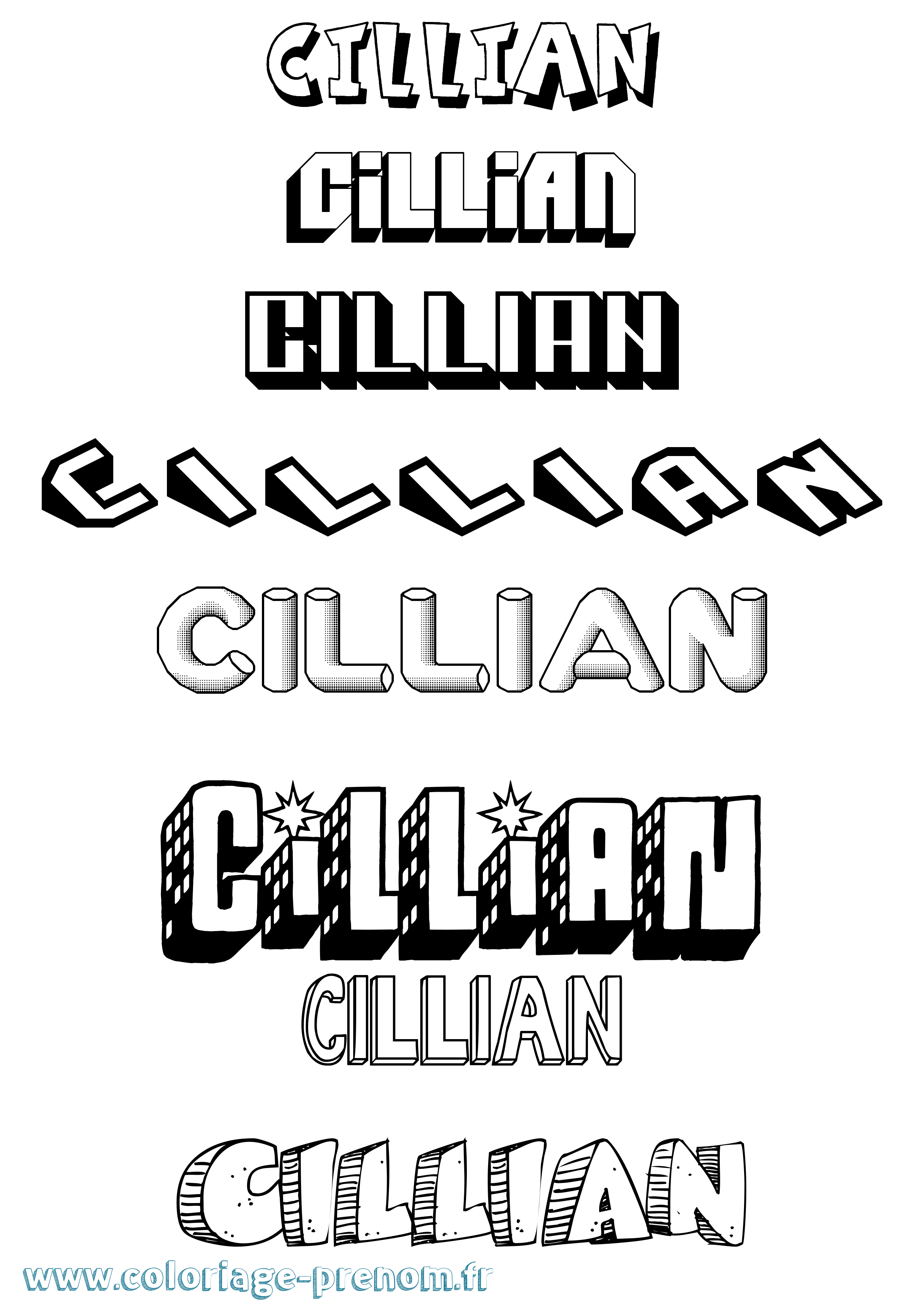 Coloriage prénom Cillian Effet 3D
