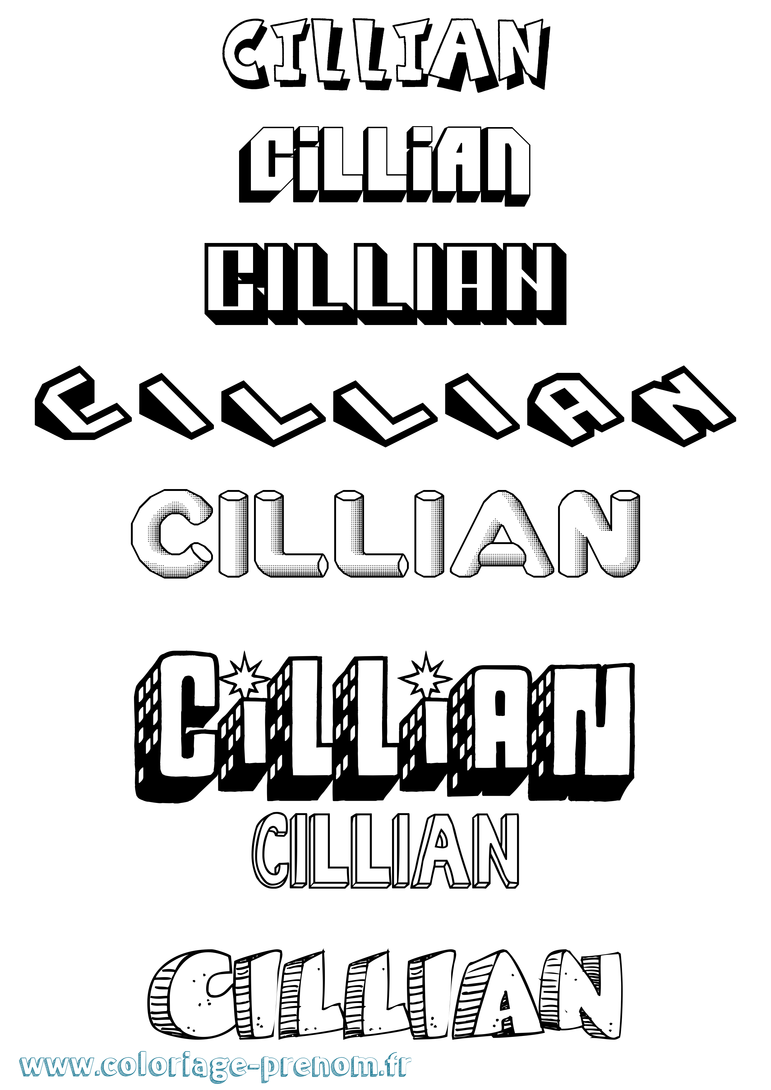Coloriage Cillian Effet 3D Coloriage prénom Cillian Effet 3D