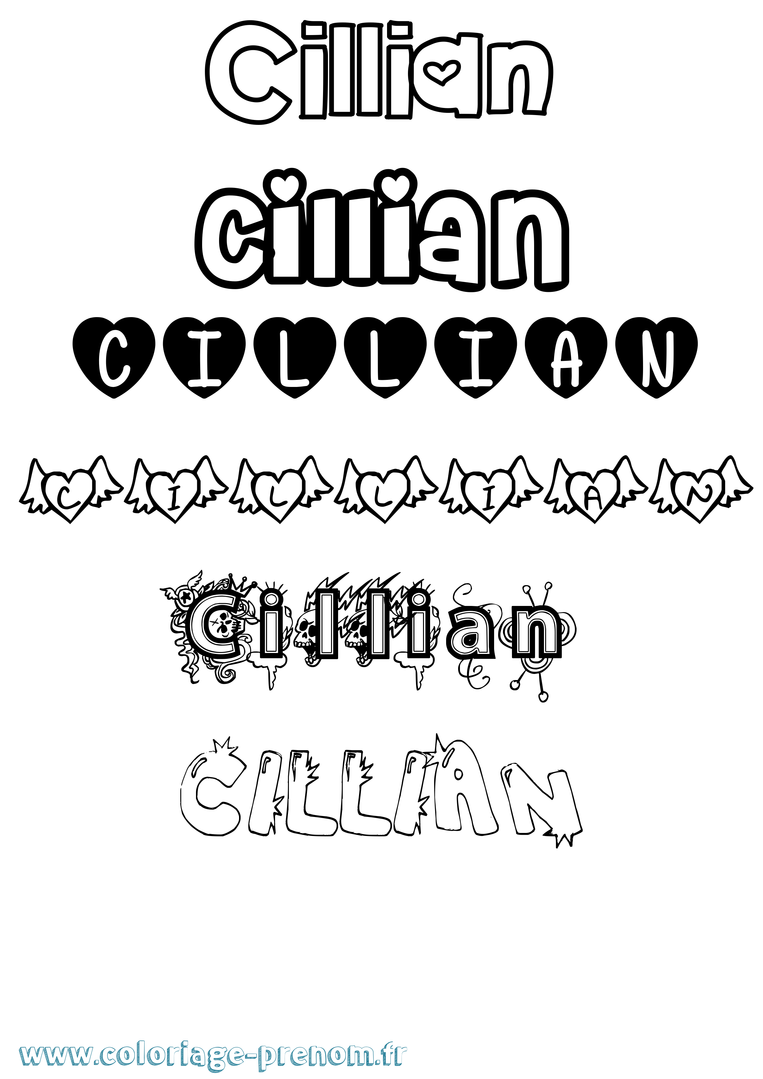 Coloriage Cillian Girly Coloriage prénom Cillian Girly