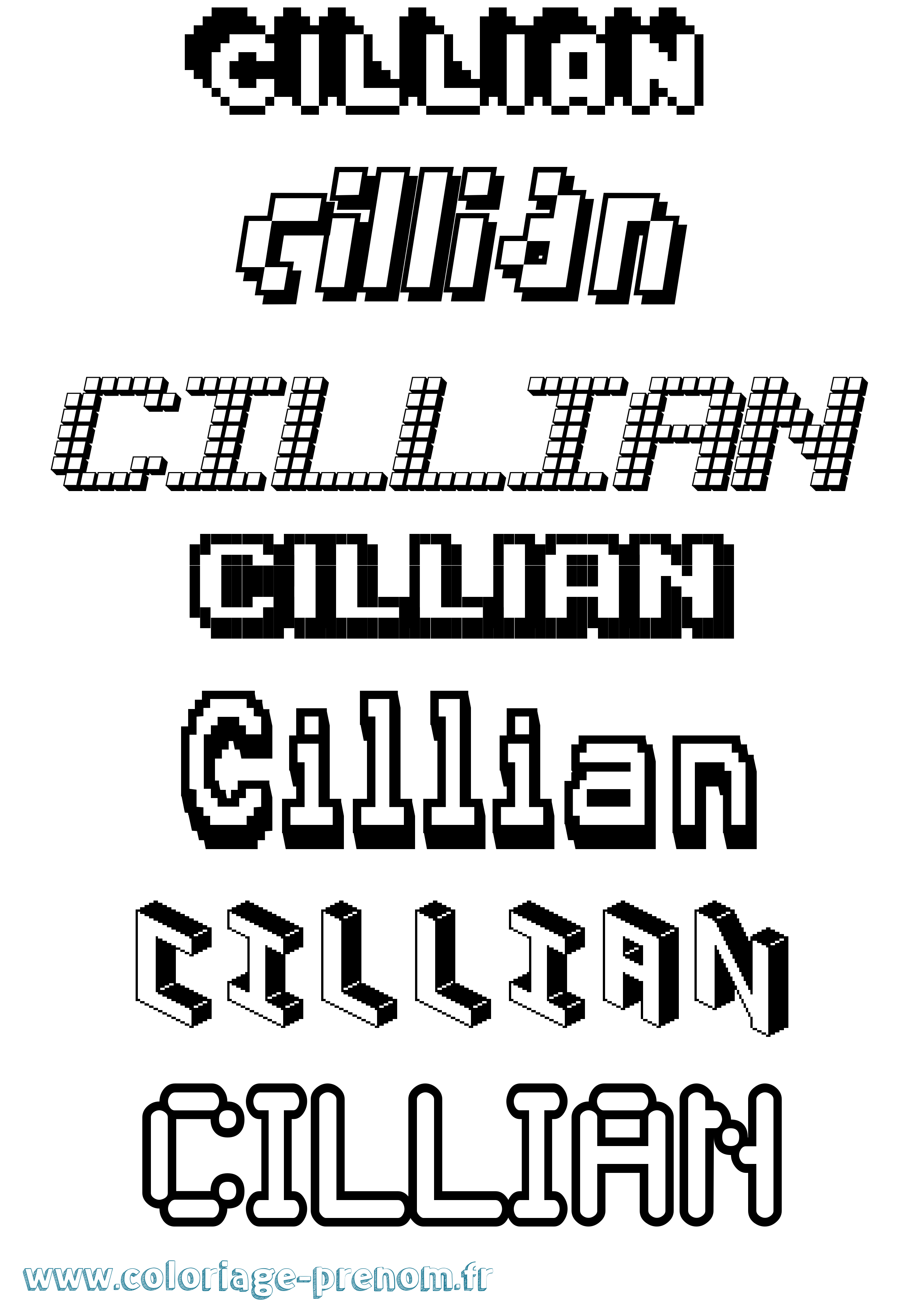 Coloriage prénom Cillian Pixel