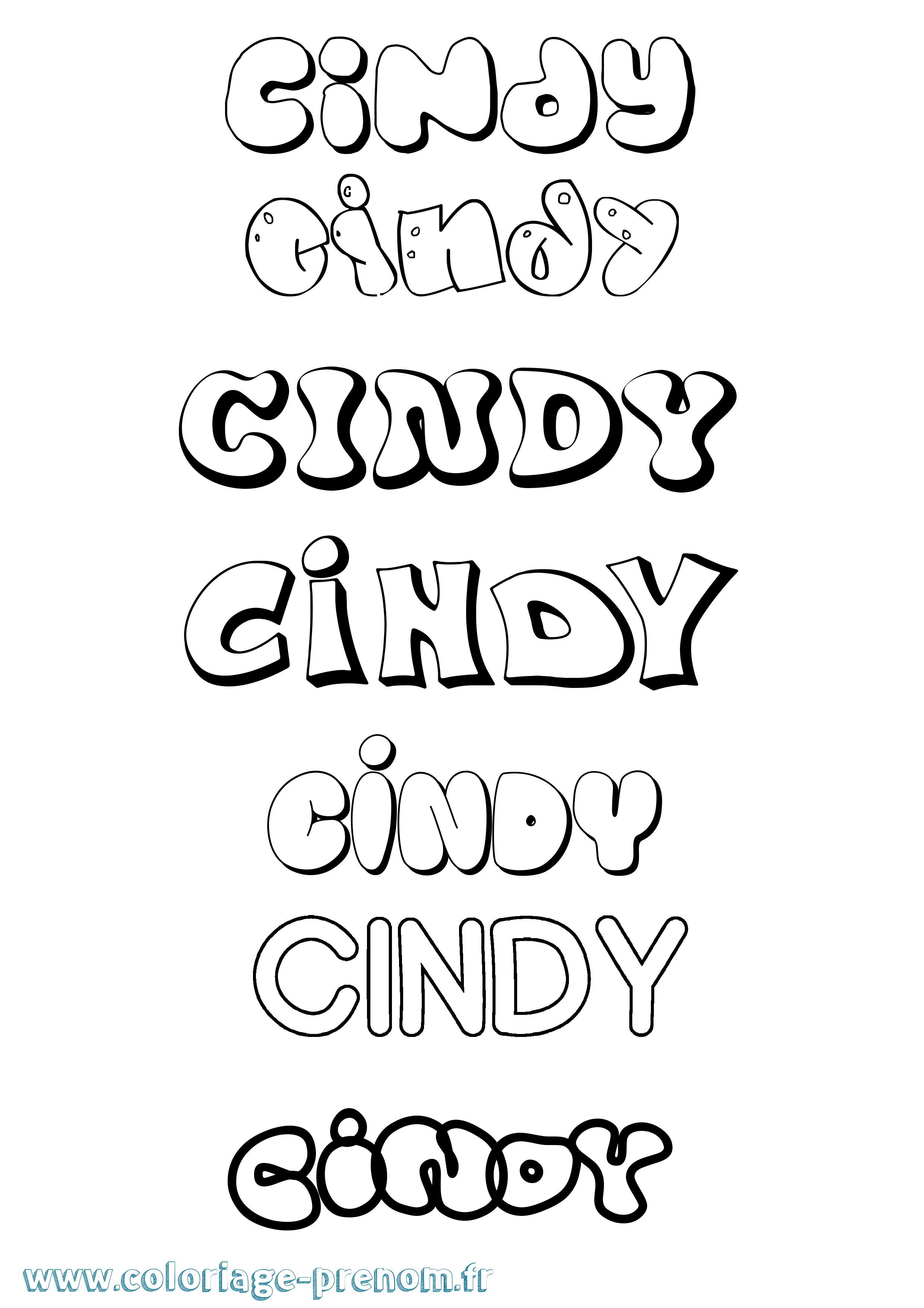 Coloriage prénom Cindy Bubble