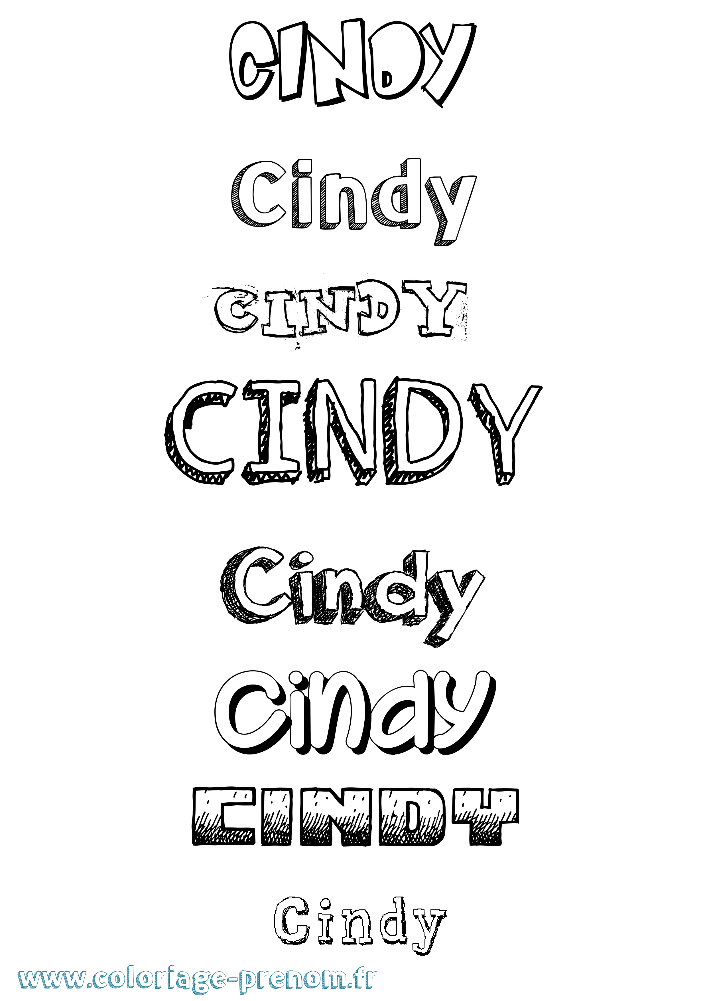 Coloriage prénom Cindy Dessiné