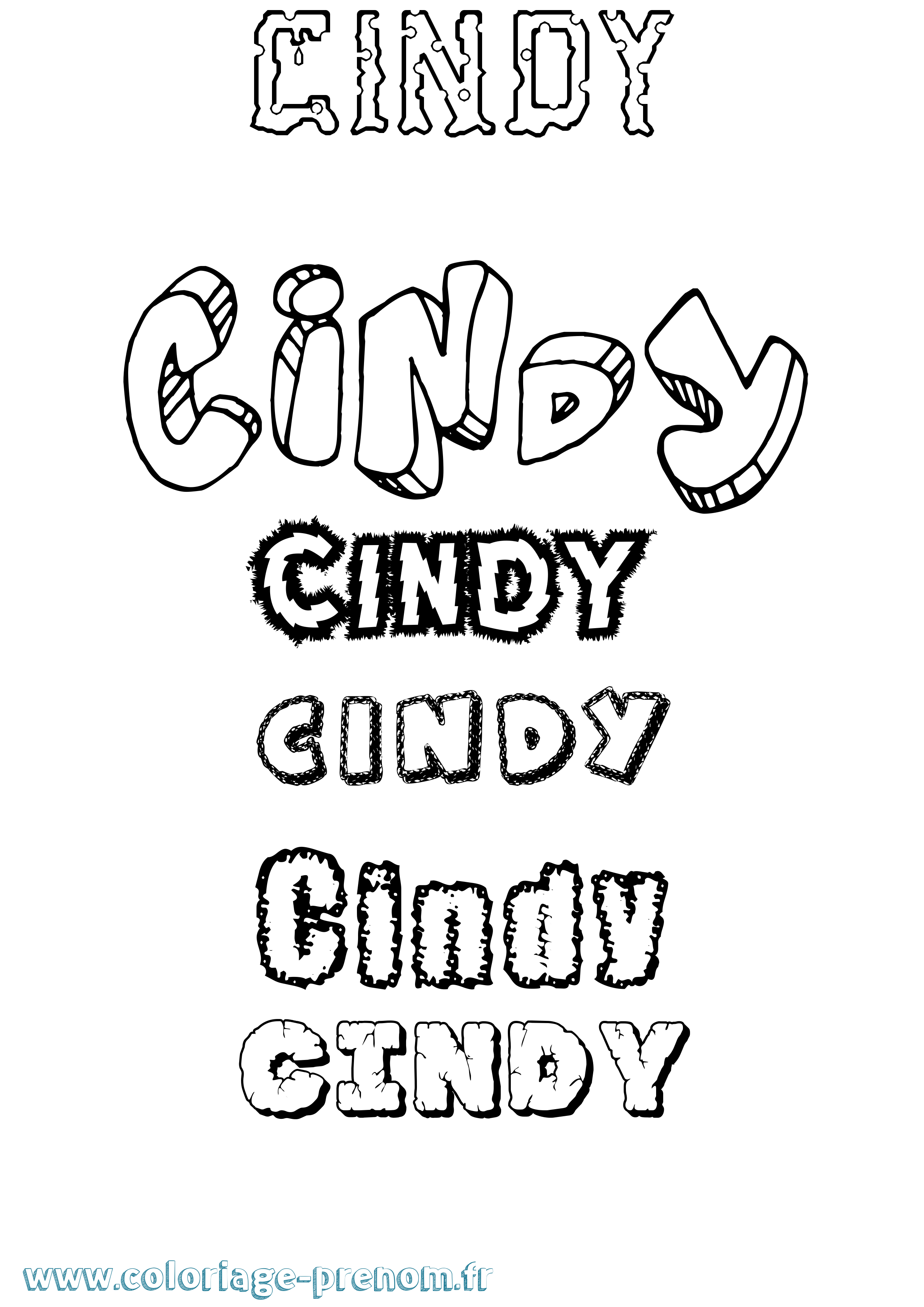 Coloriage prénom Cindy Destructuré