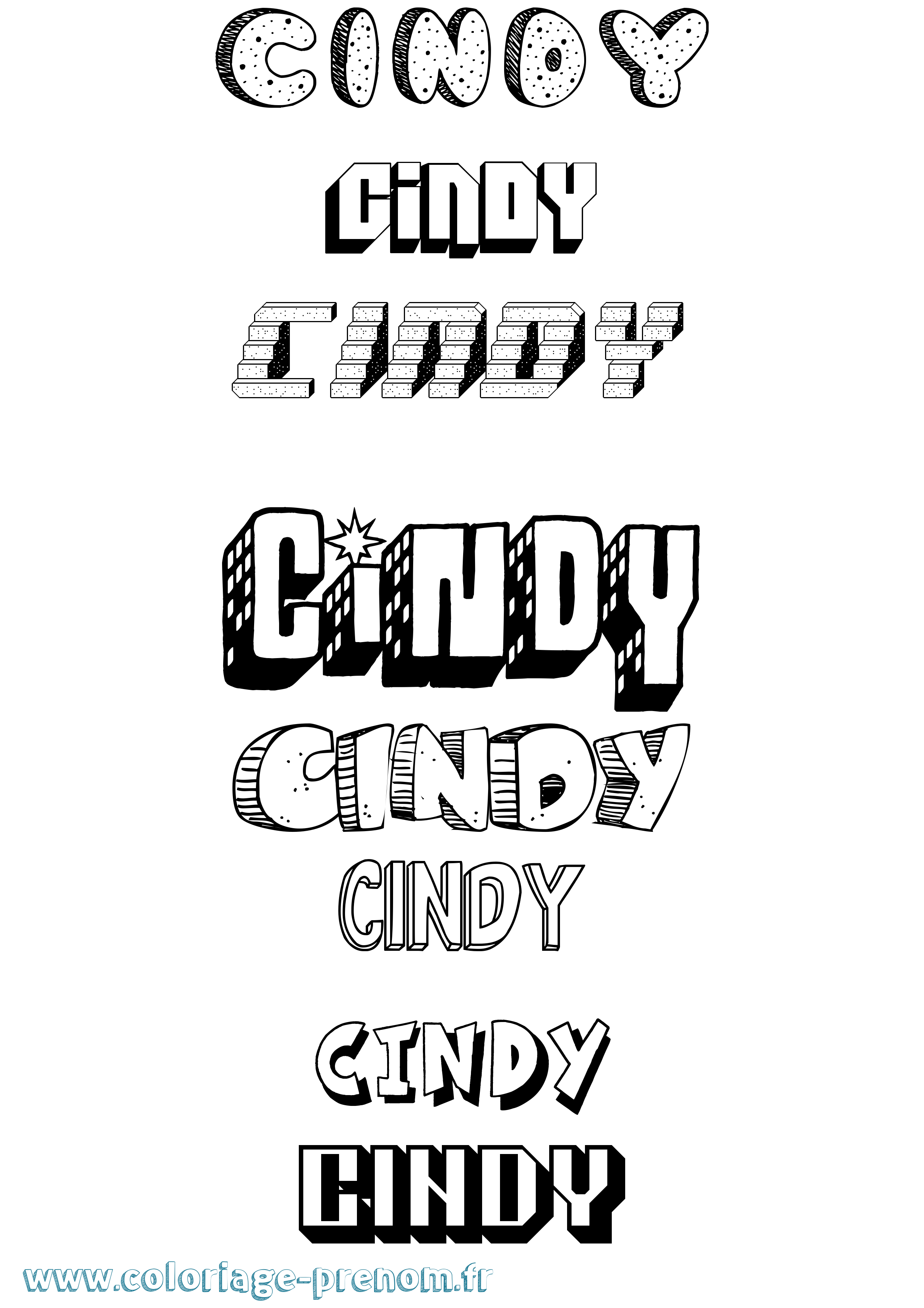 Coloriage prénom Cindy Effet 3D