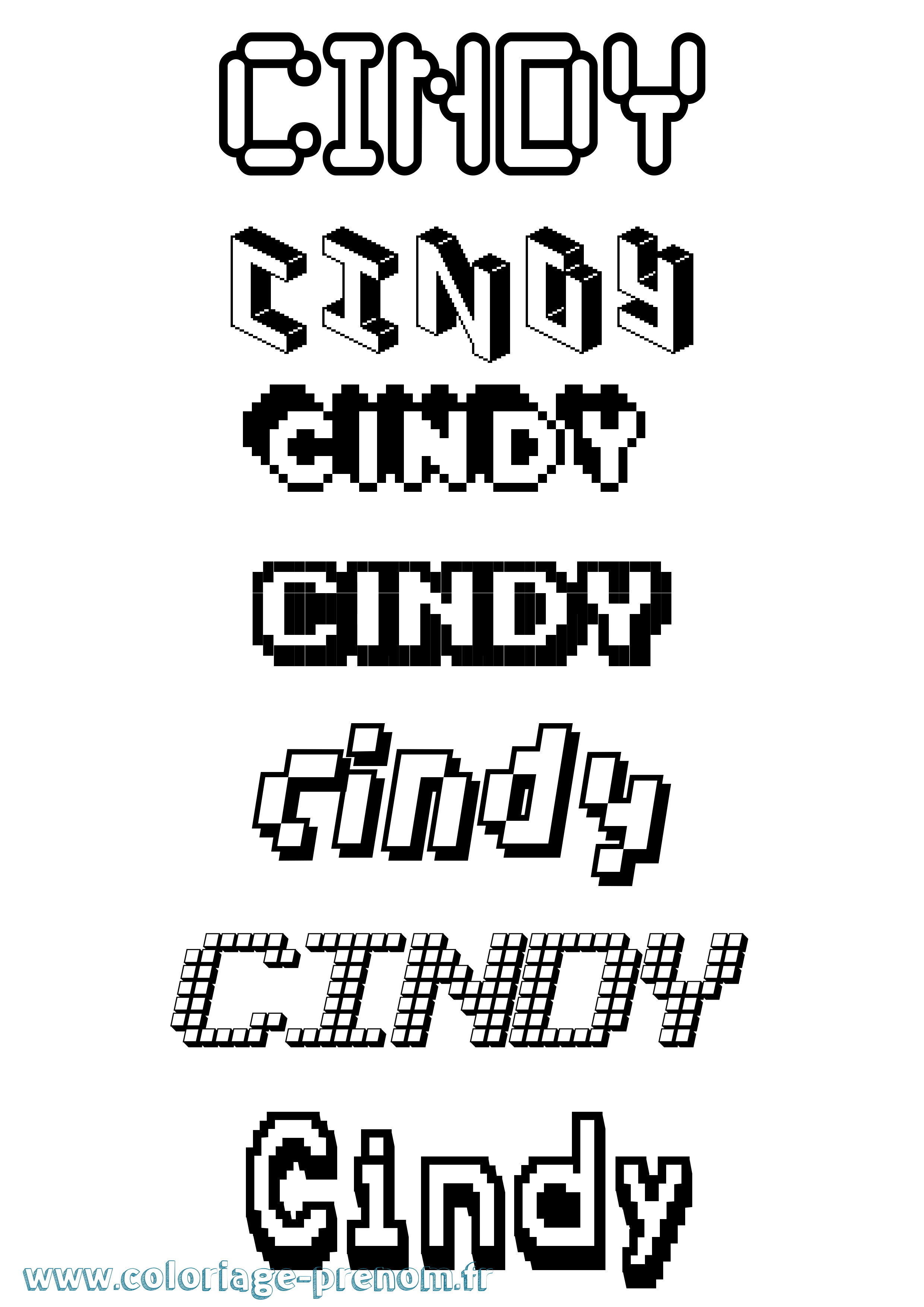 Coloriage prénom Cindy Pixel