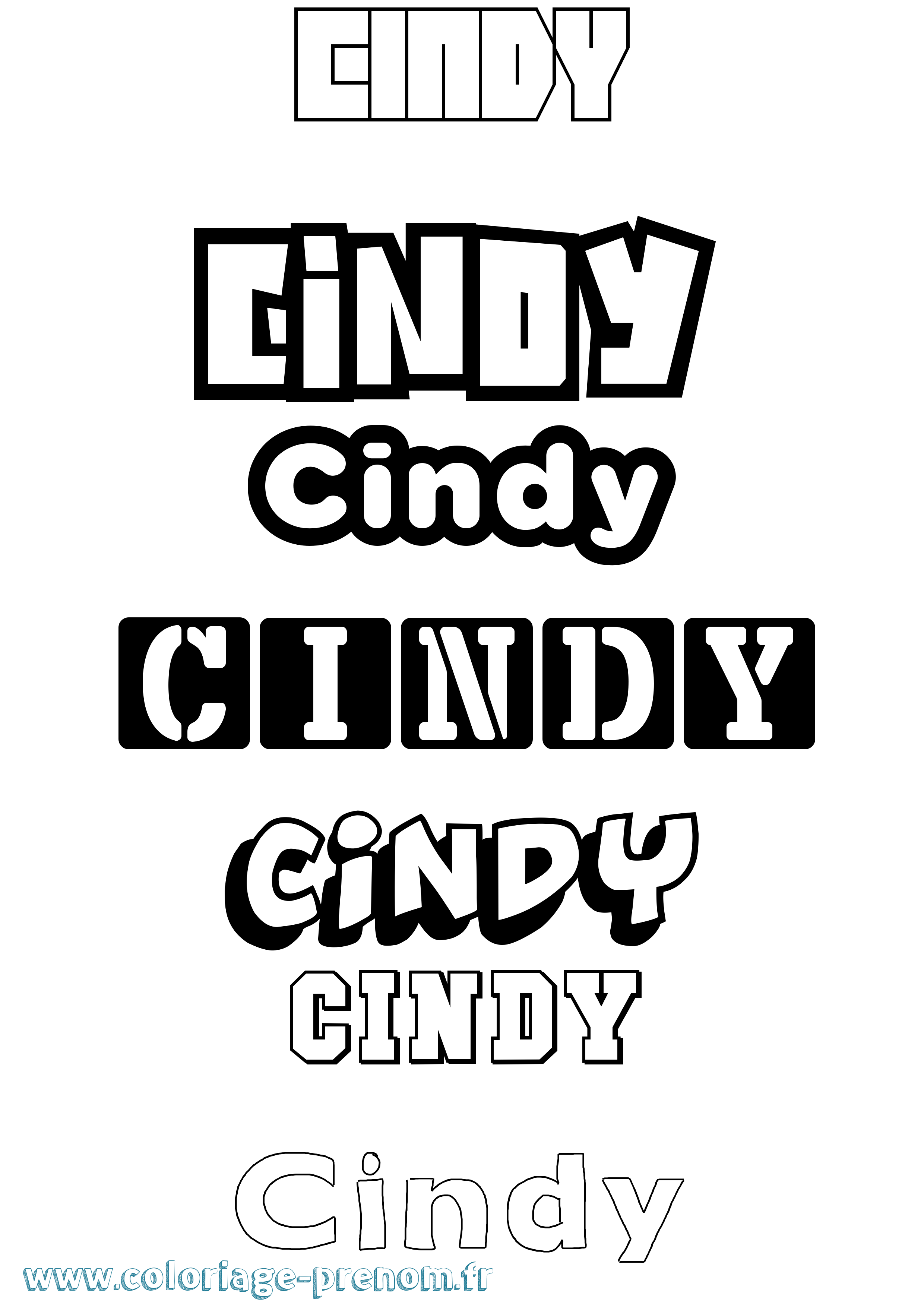 Coloriage prénom Cindy Simple