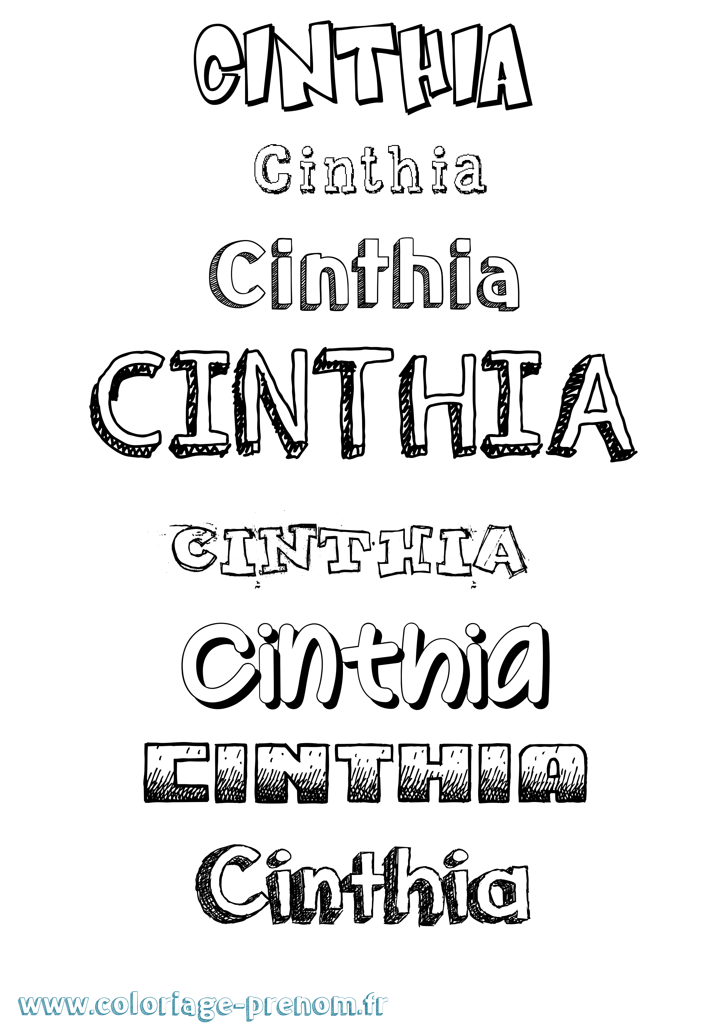 Coloriage prénom Cinthia Dessiné