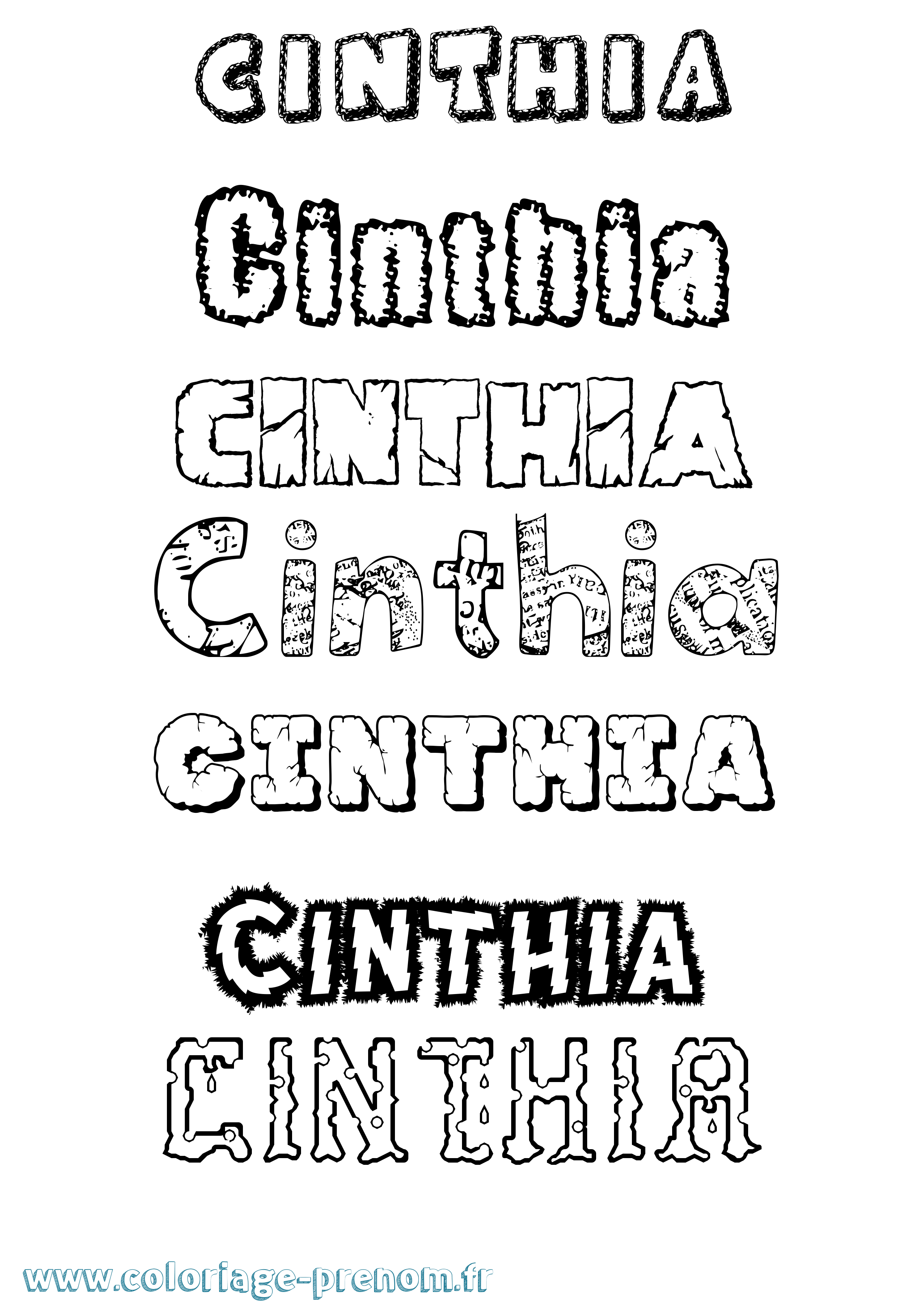 Coloriage prénom Cinthia Destructuré