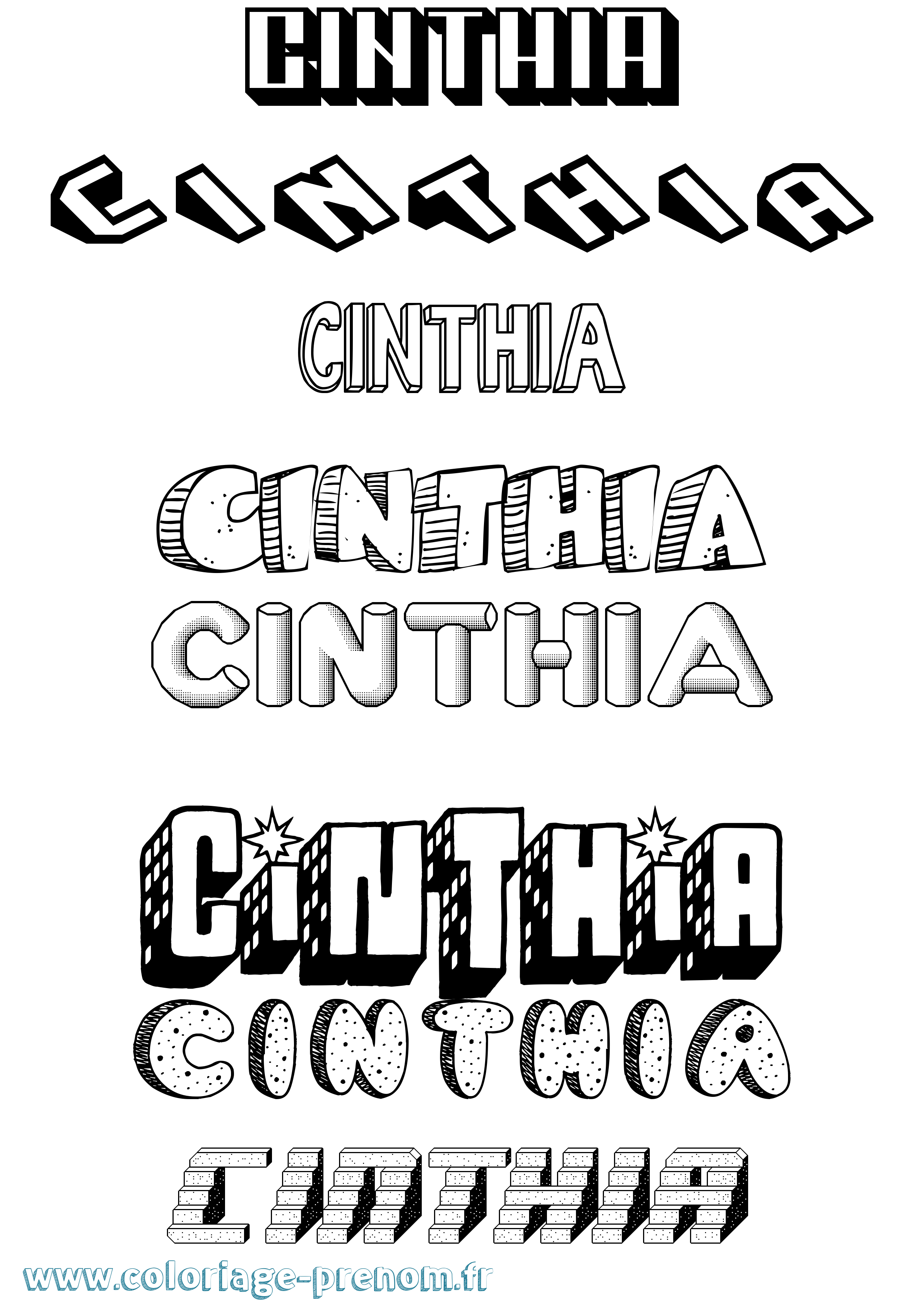 Coloriage prénom Cinthia Effet 3D