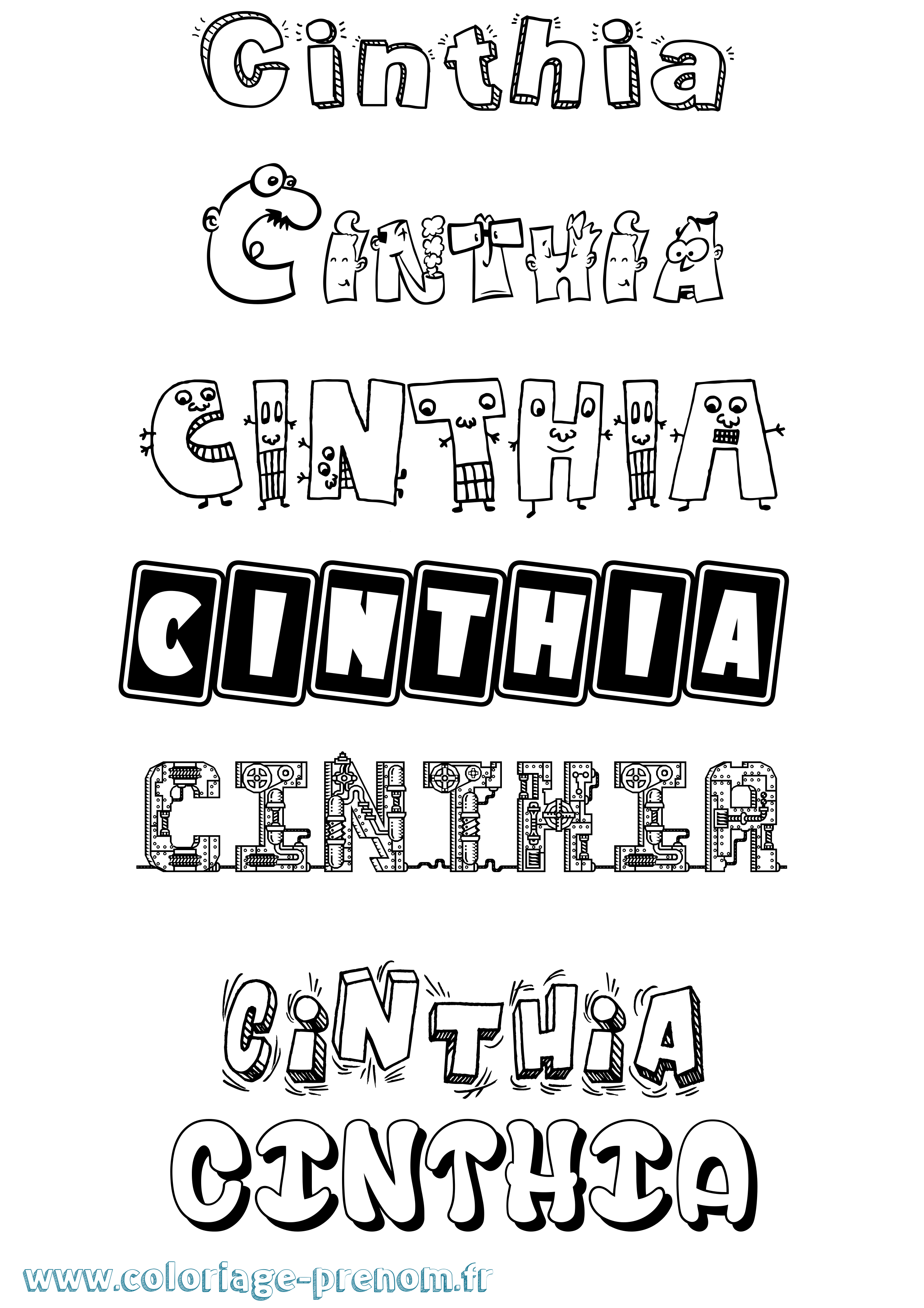 Coloriage prénom Cinthia Fun
