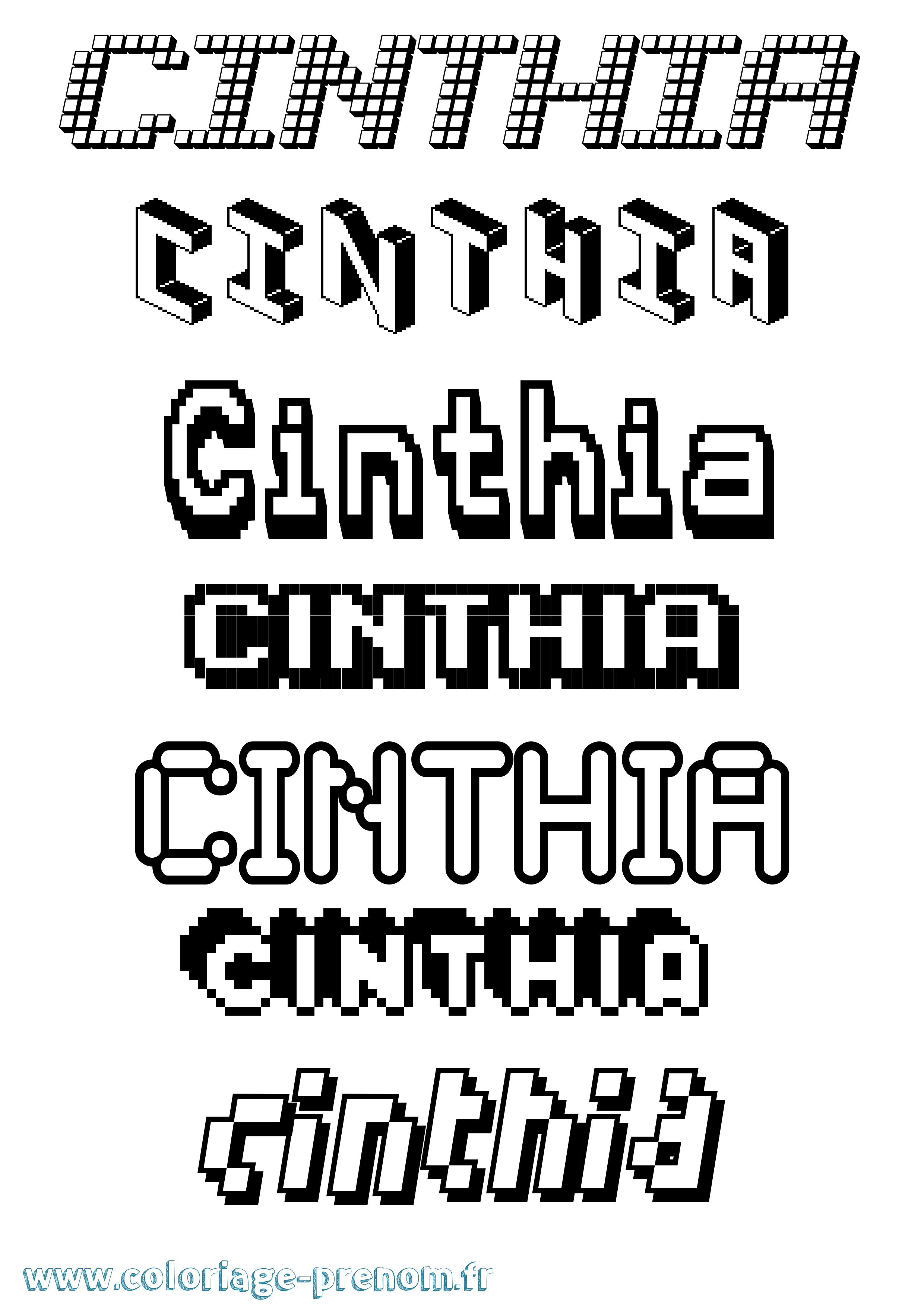 Coloriage prénom Cinthia Pixel