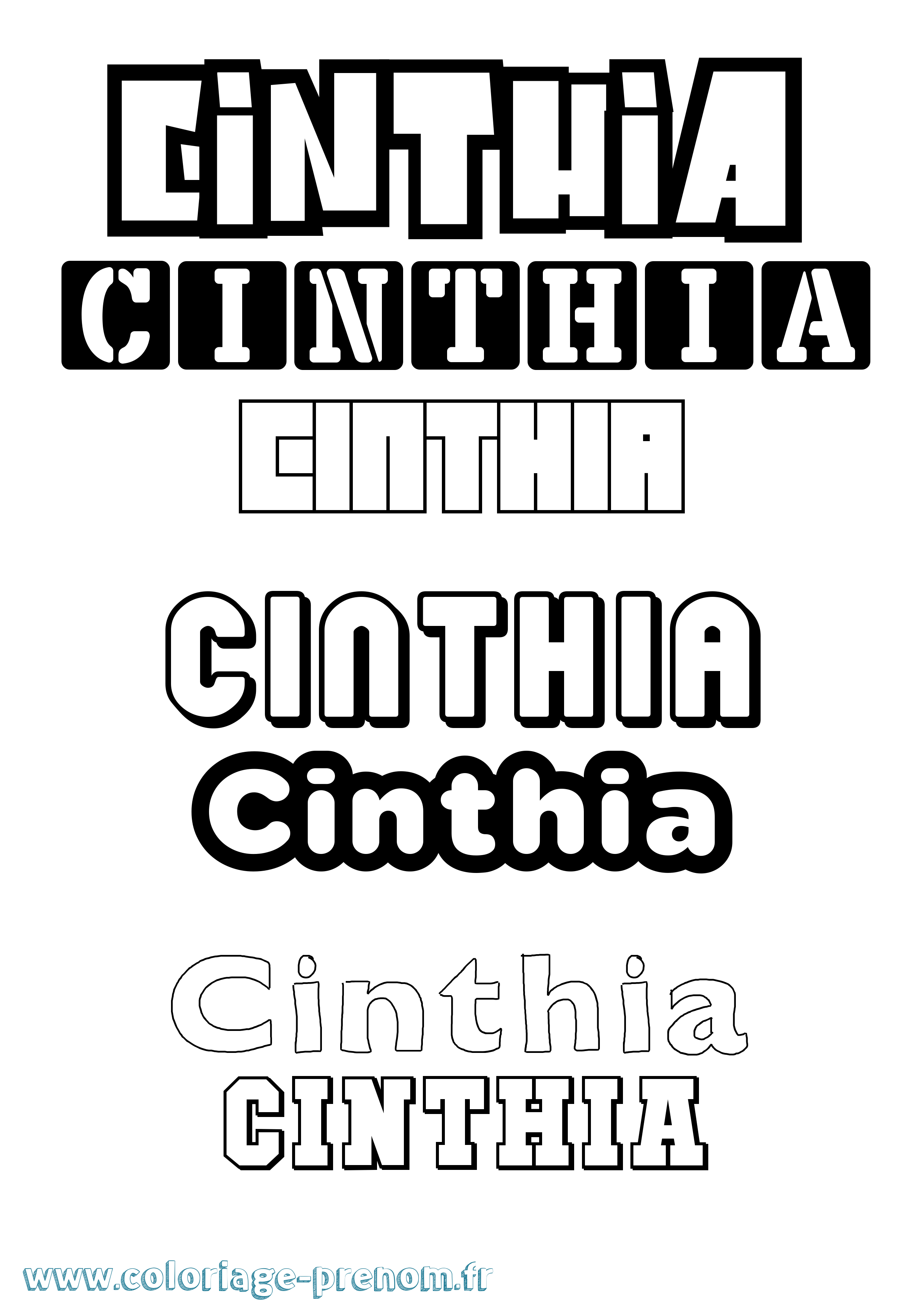 Coloriage prénom Cinthia Simple