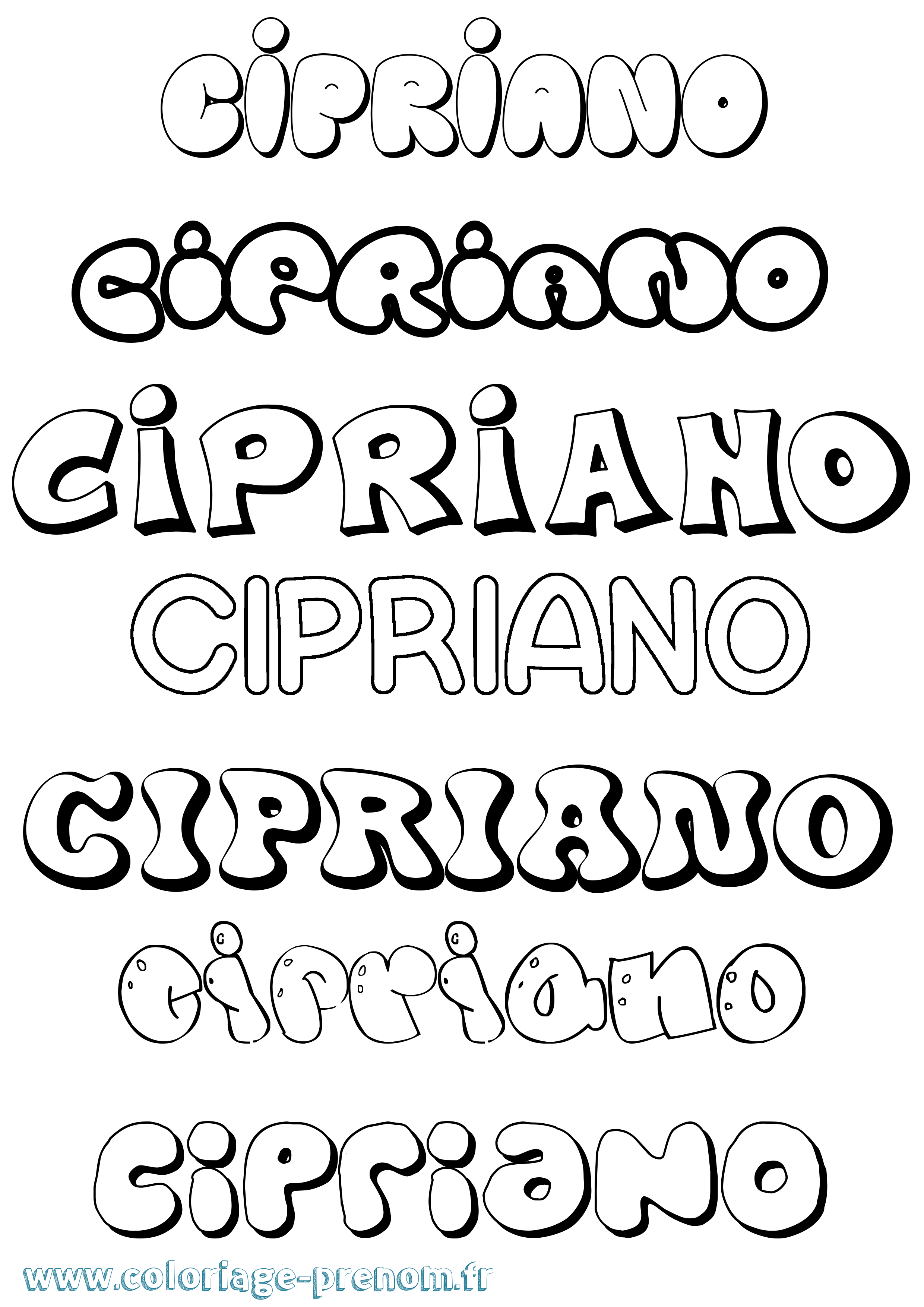 Coloriage prénom Cipriano Bubble