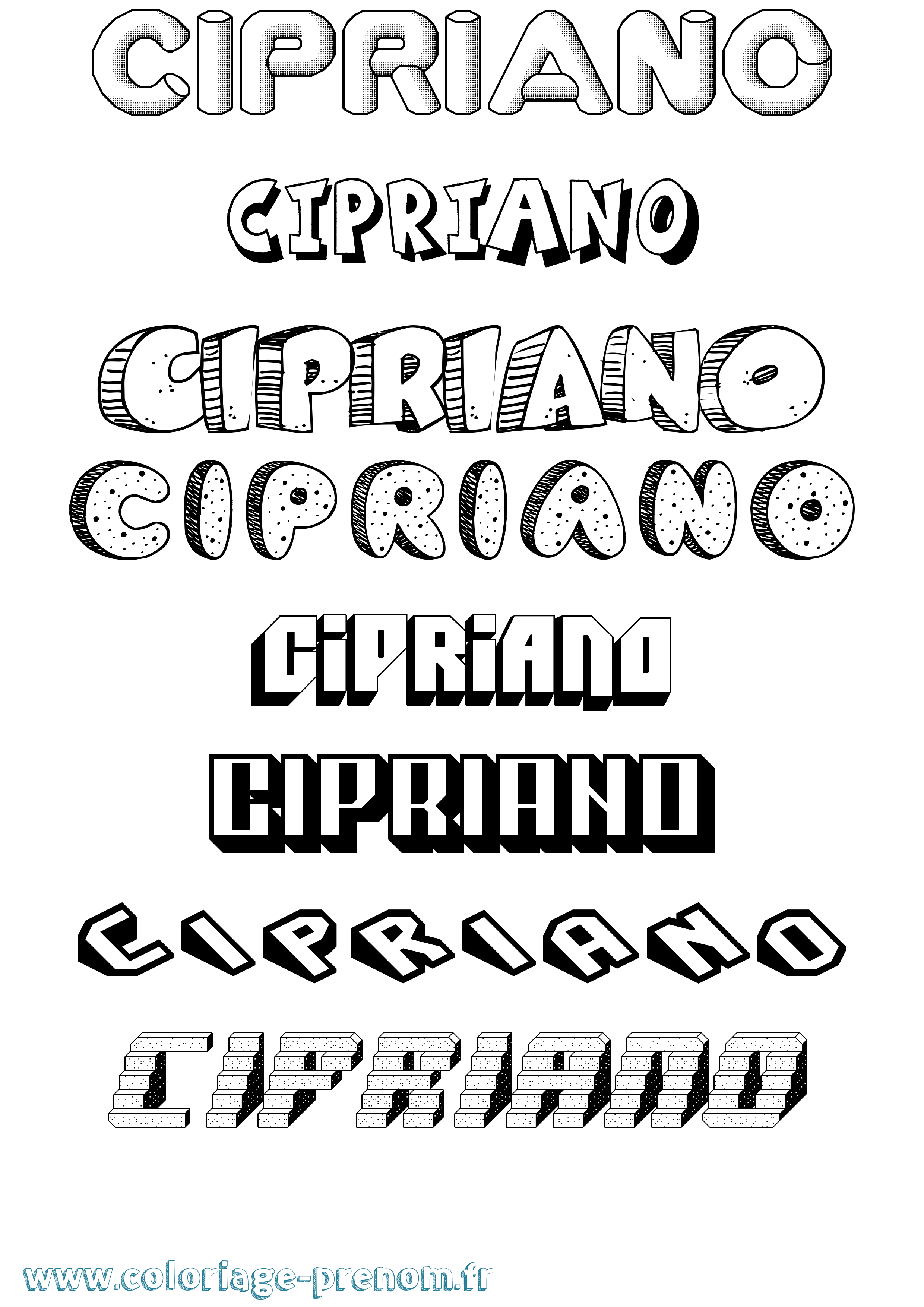 Coloriage prénom Cipriano Effet 3D